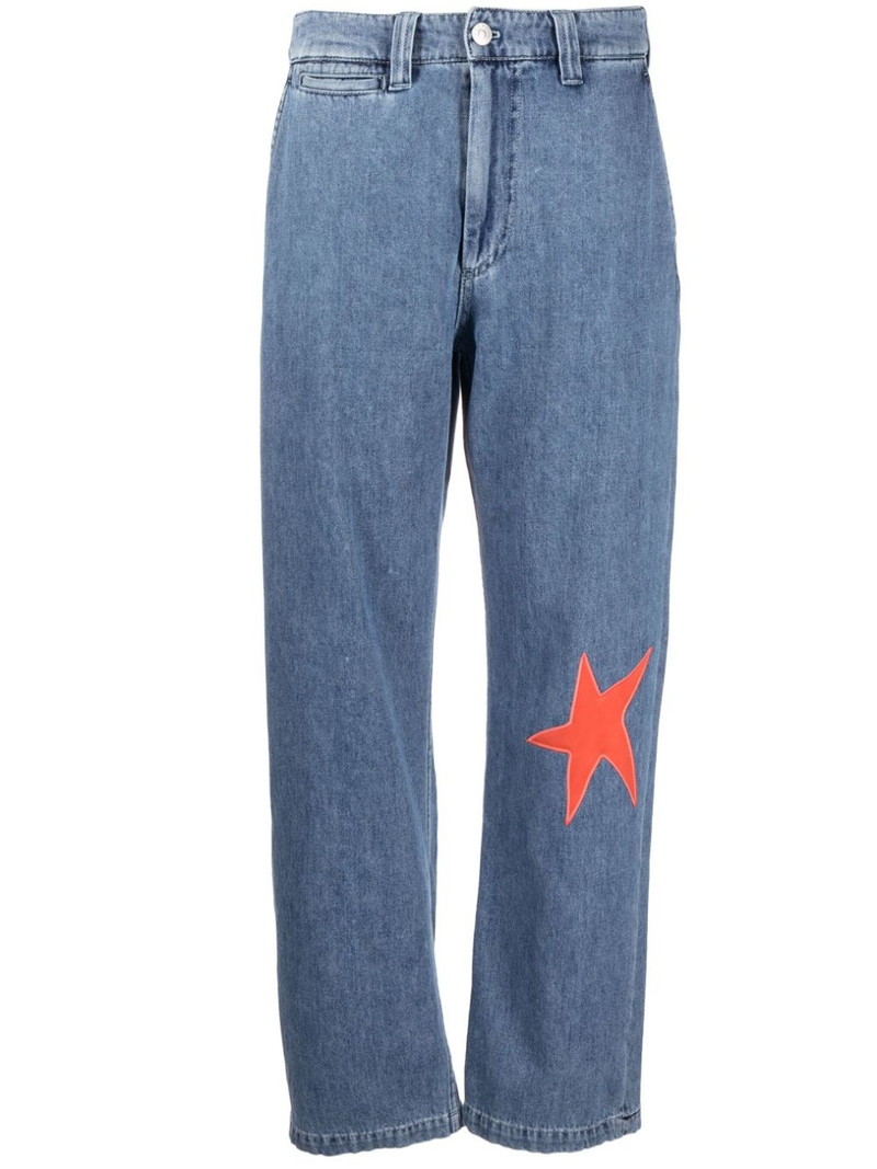 star-appliqué wide-leg jeans 1