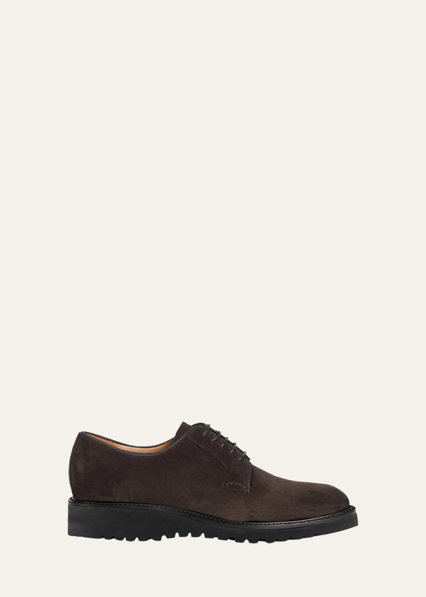 Men's Suede Rubber-Sole Derby Shoes - 1