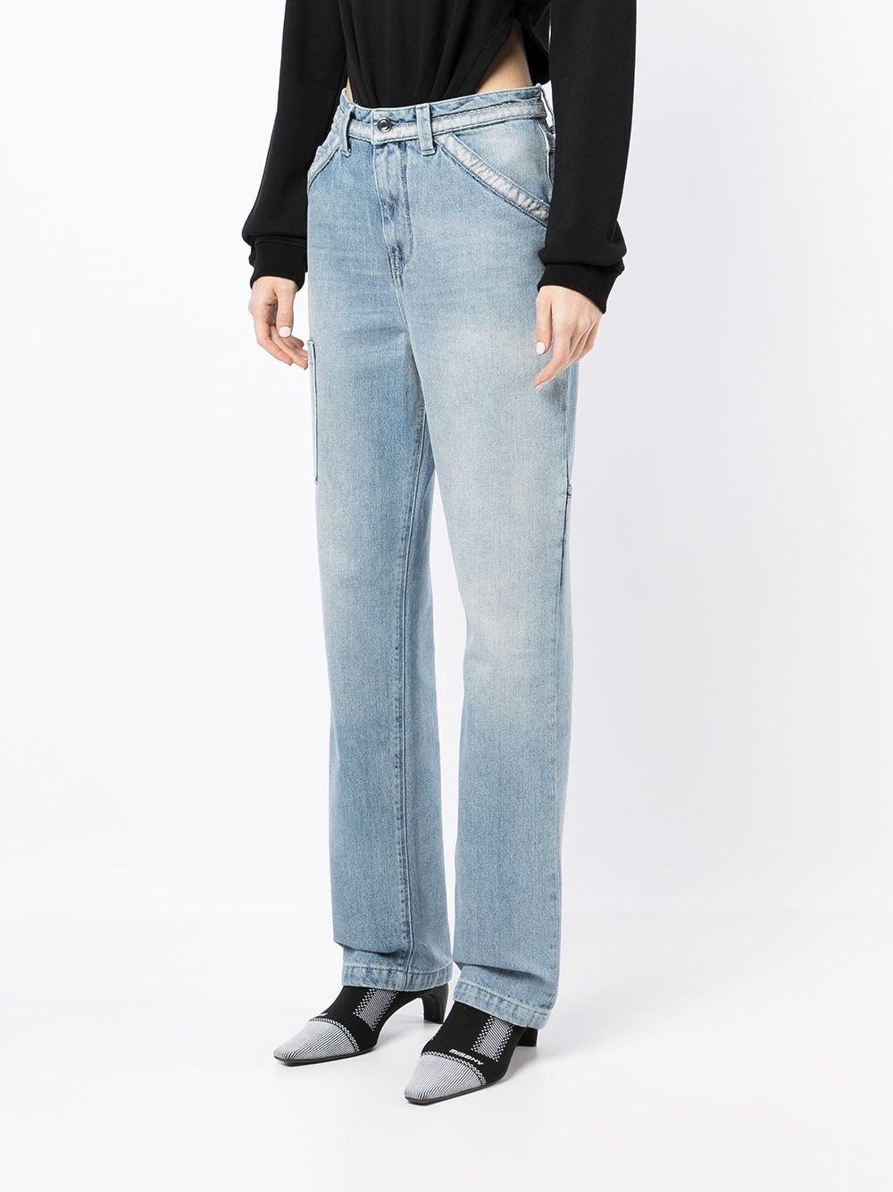 multi-pocket straight leg jeans - 3
