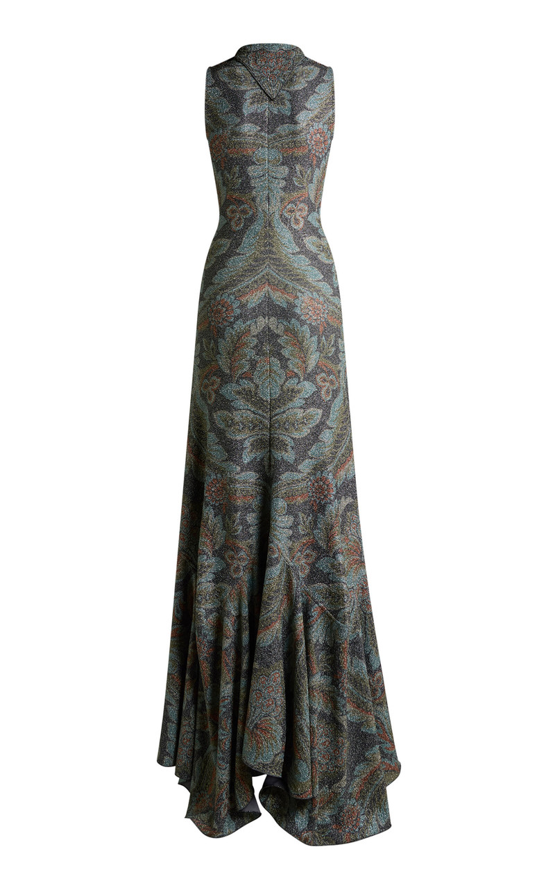 Etro Handkerchief-Collared Patterned Maxi Dress multi outlook