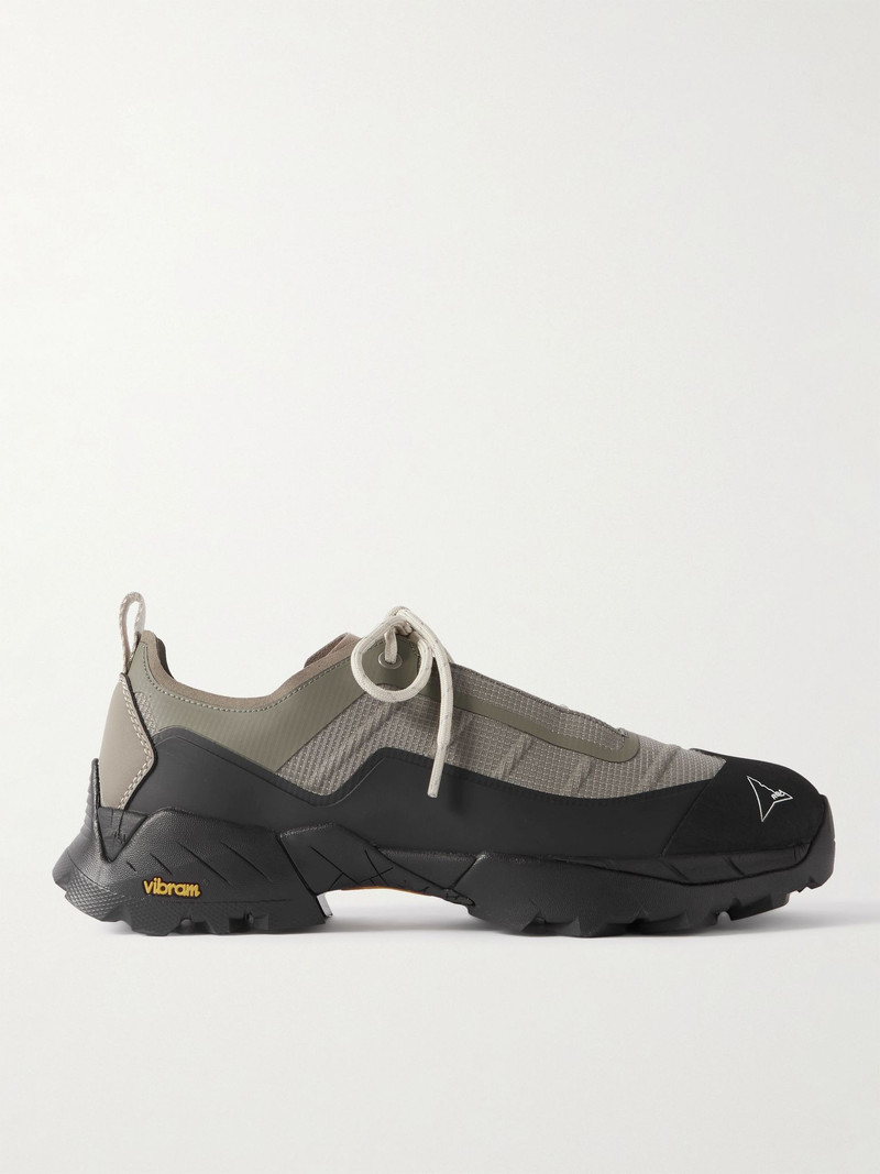 Katharina Light Rubber and Leather-Trimmed Ripstop Sneakers Gray 1