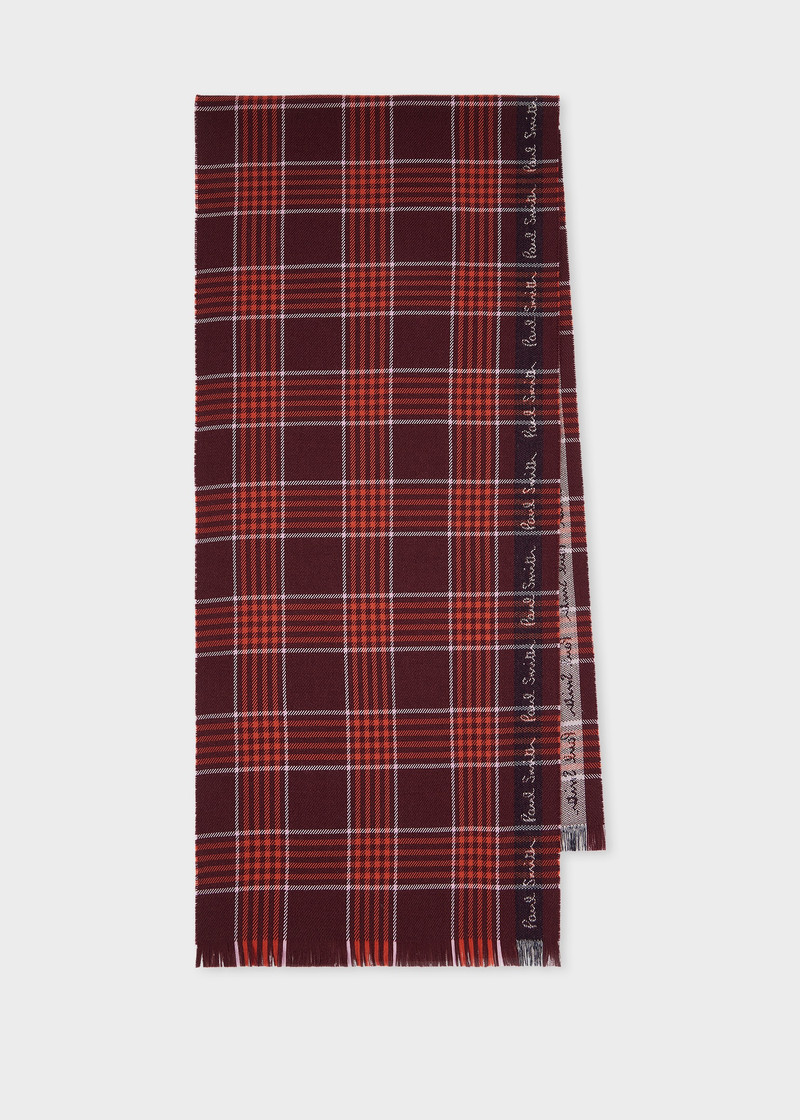 Red Border Check Scarf 1
