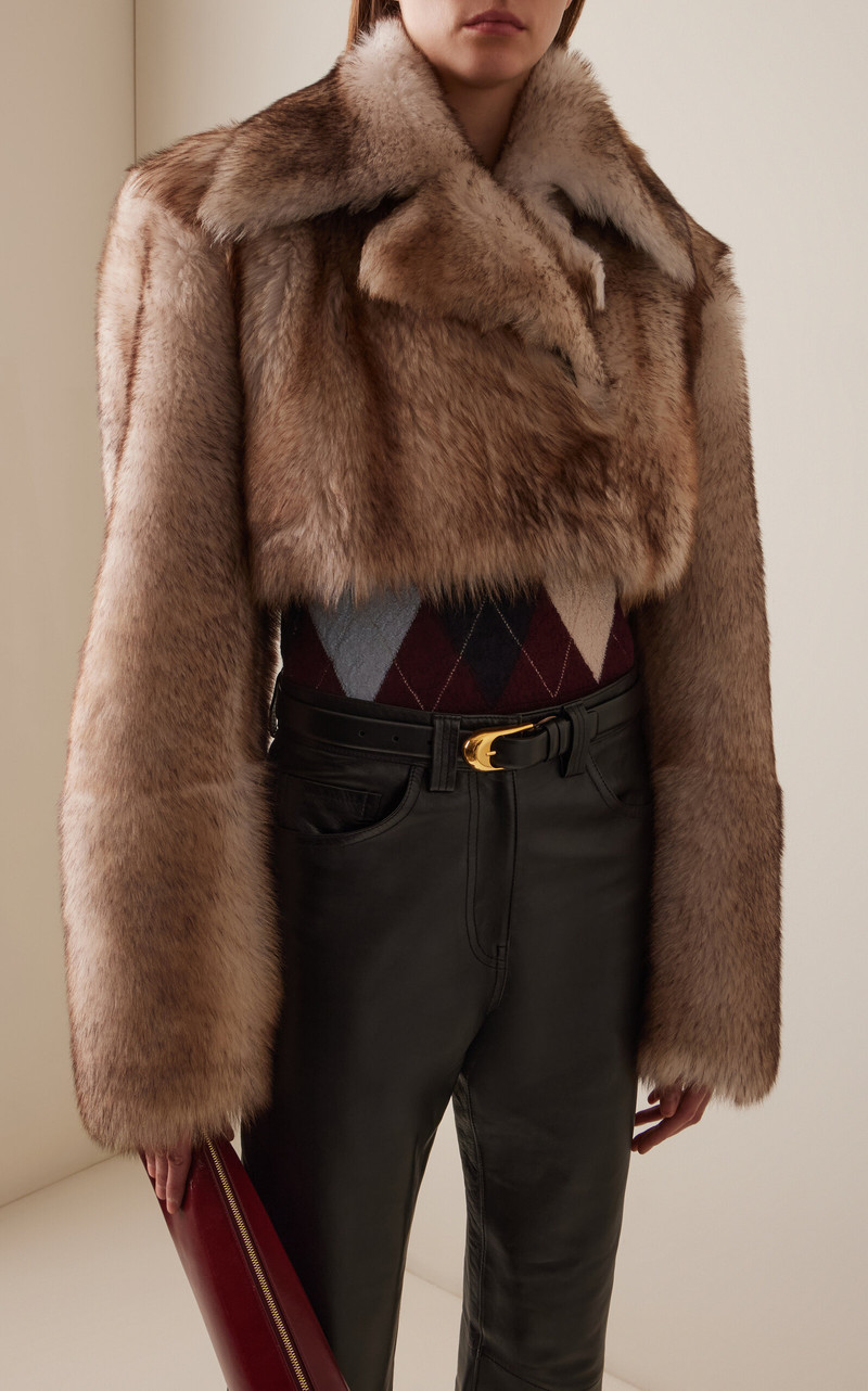 KHAITE Stallone Cropped Toscana Shearling Jacket neutral outlook