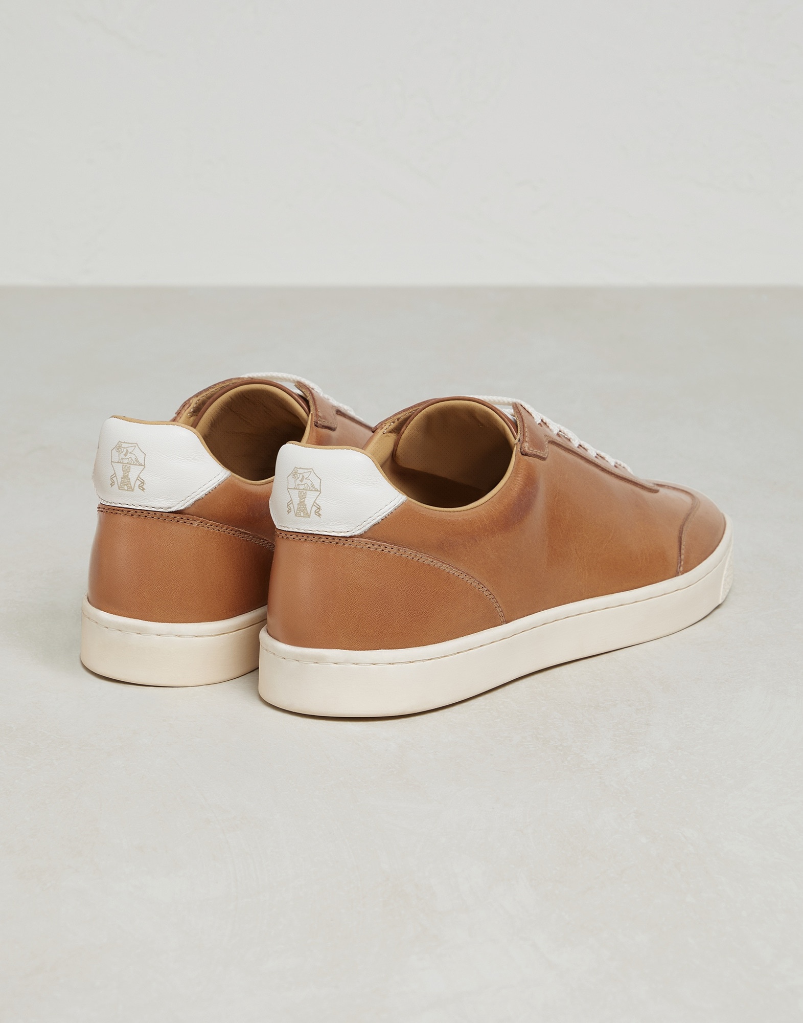 Waxed calfskin sneakers with natural rubber sole - 3