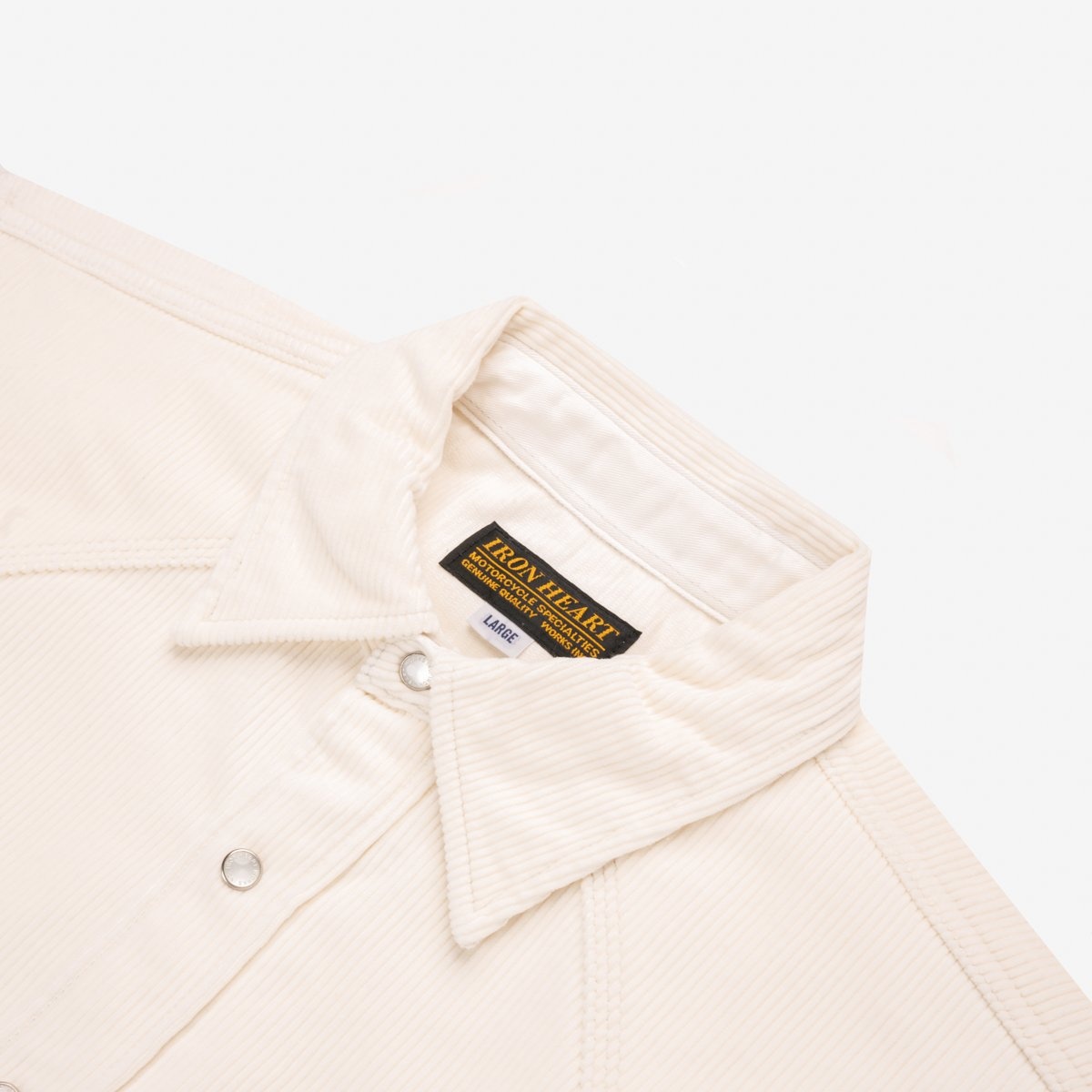 IHSH-398-WHT 11oz Corduroy Western Shirt -  Off White - 14