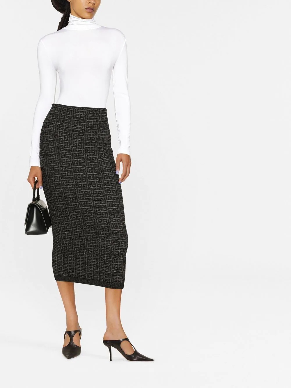 embossed-monogram midi skirt - 2