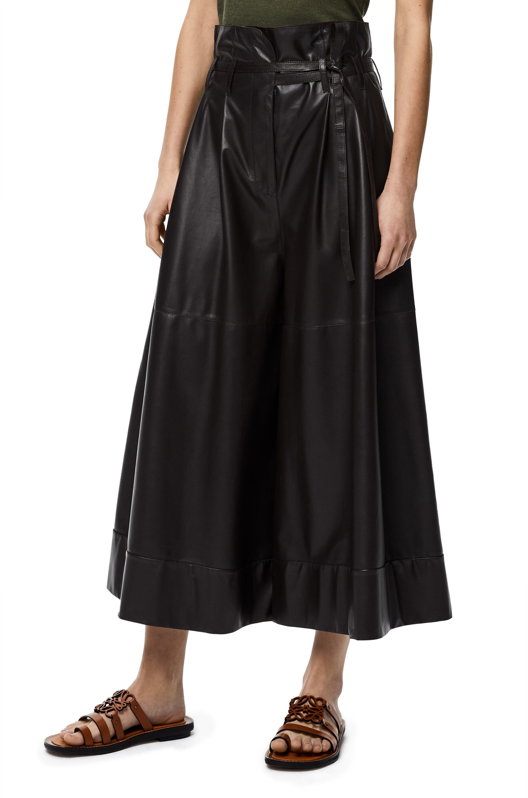 Belted culotte trousers in nappa - 3