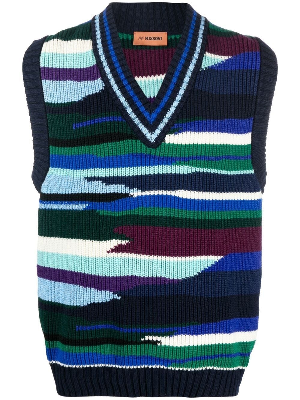 abstract-pattern knitted vest - 1