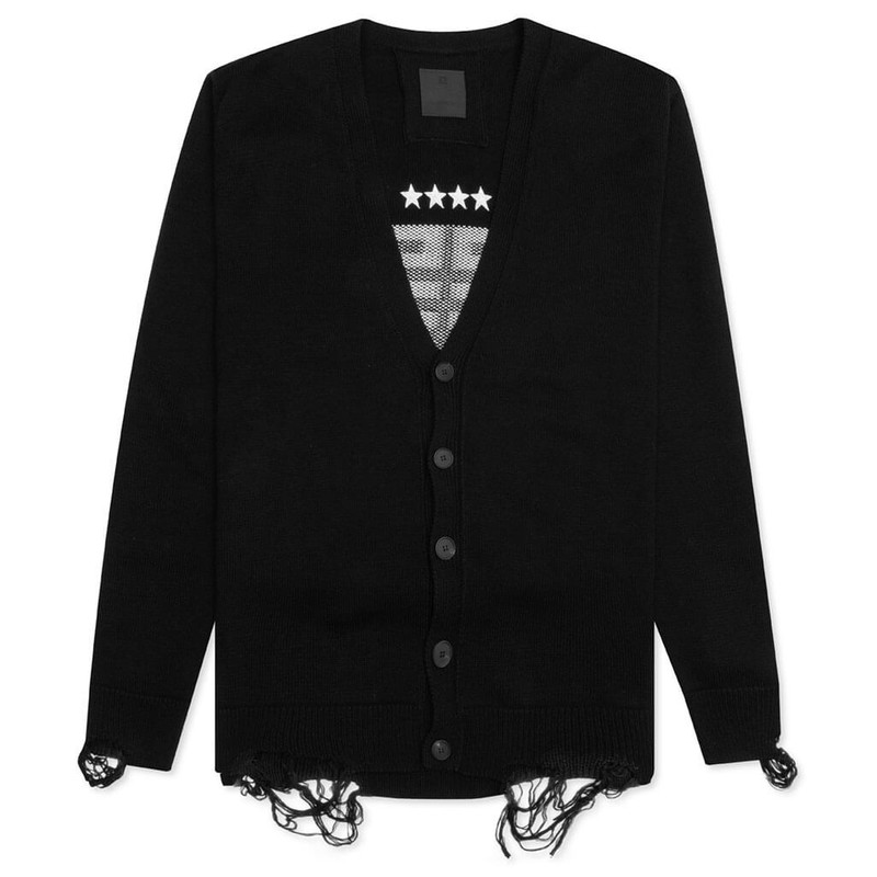 STAR EMBROIDERED 4G LOGO CARDIGAN - BLACK/WHITE 1
