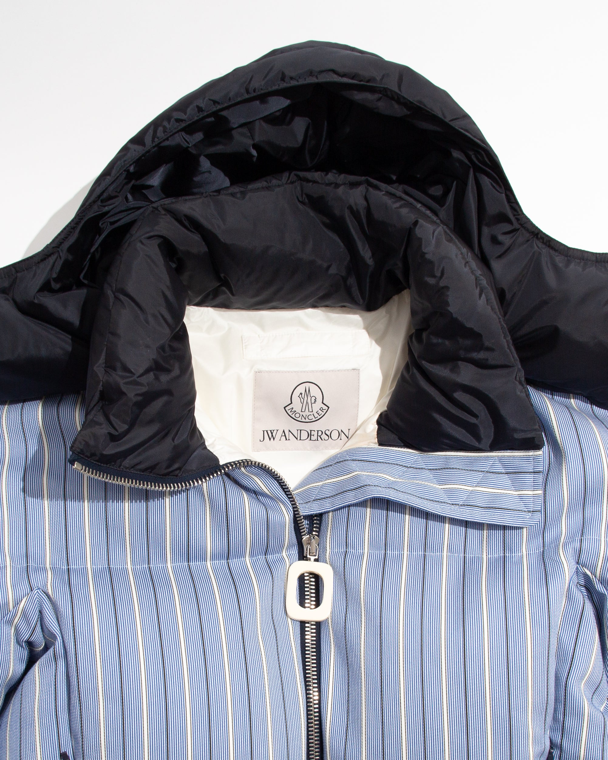 WOMENS JW ANDERSON X MONCLER STRIPED PUFFER JACKET IN BLUE & WHITE - 5
