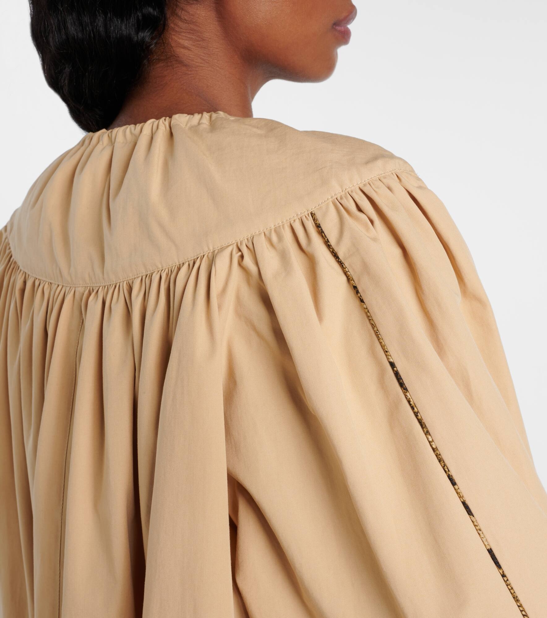 Gathered cotton poplin coat - 6