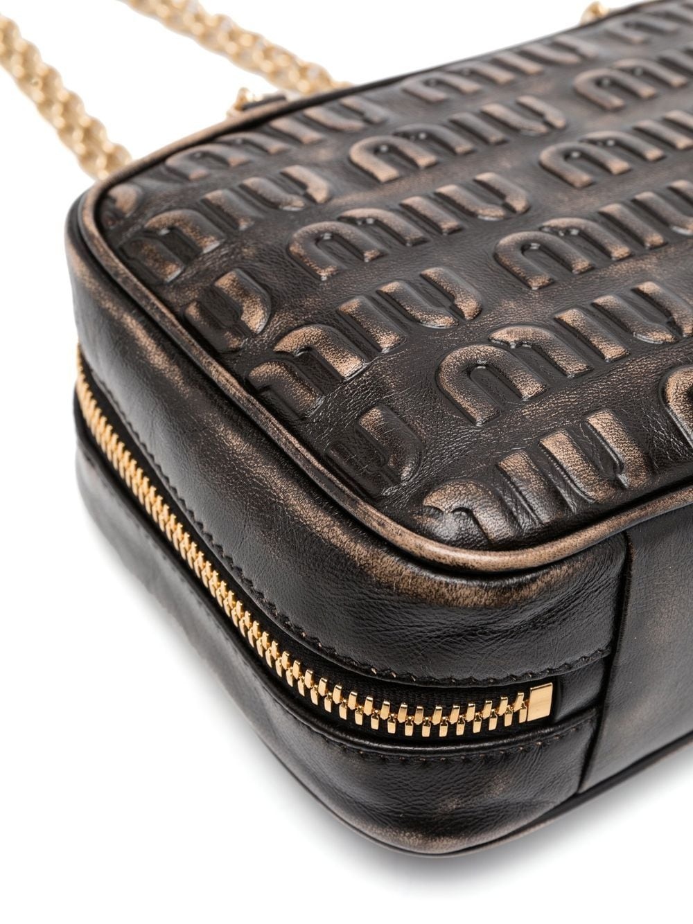 logo-embossed leather shoulder bag - 4