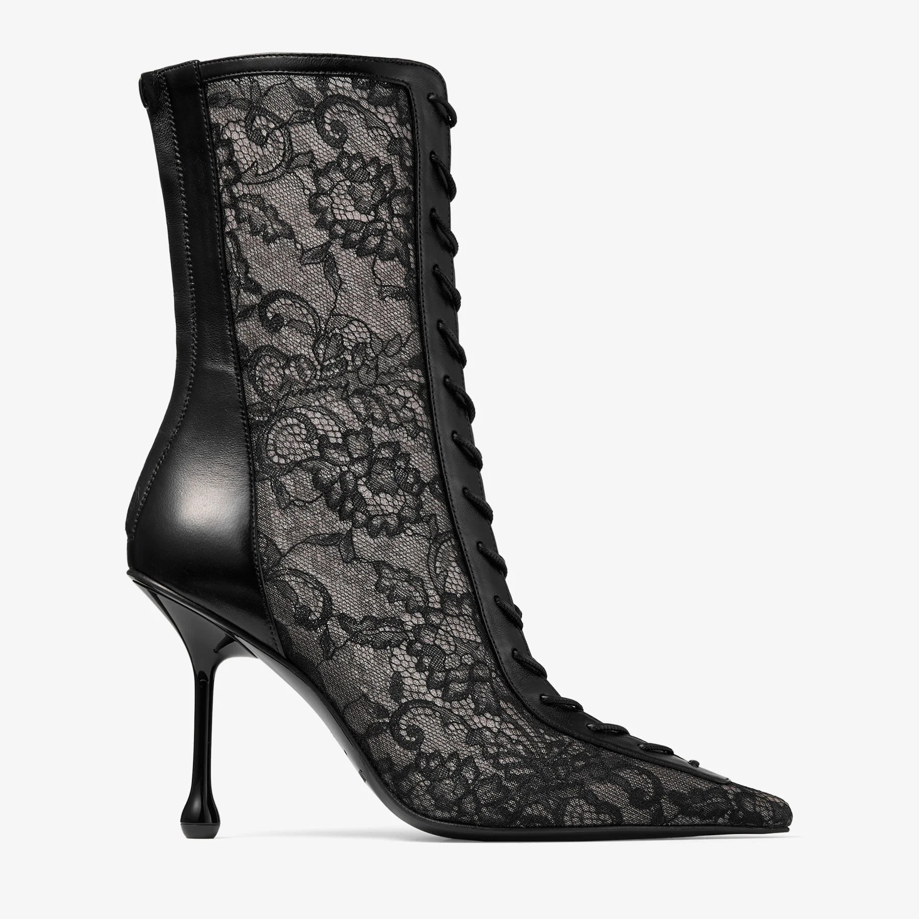 Scarlett Ankle Boot 95 Black Jimmy Choo Lace and Nappa Leather Ankle Boot - 1