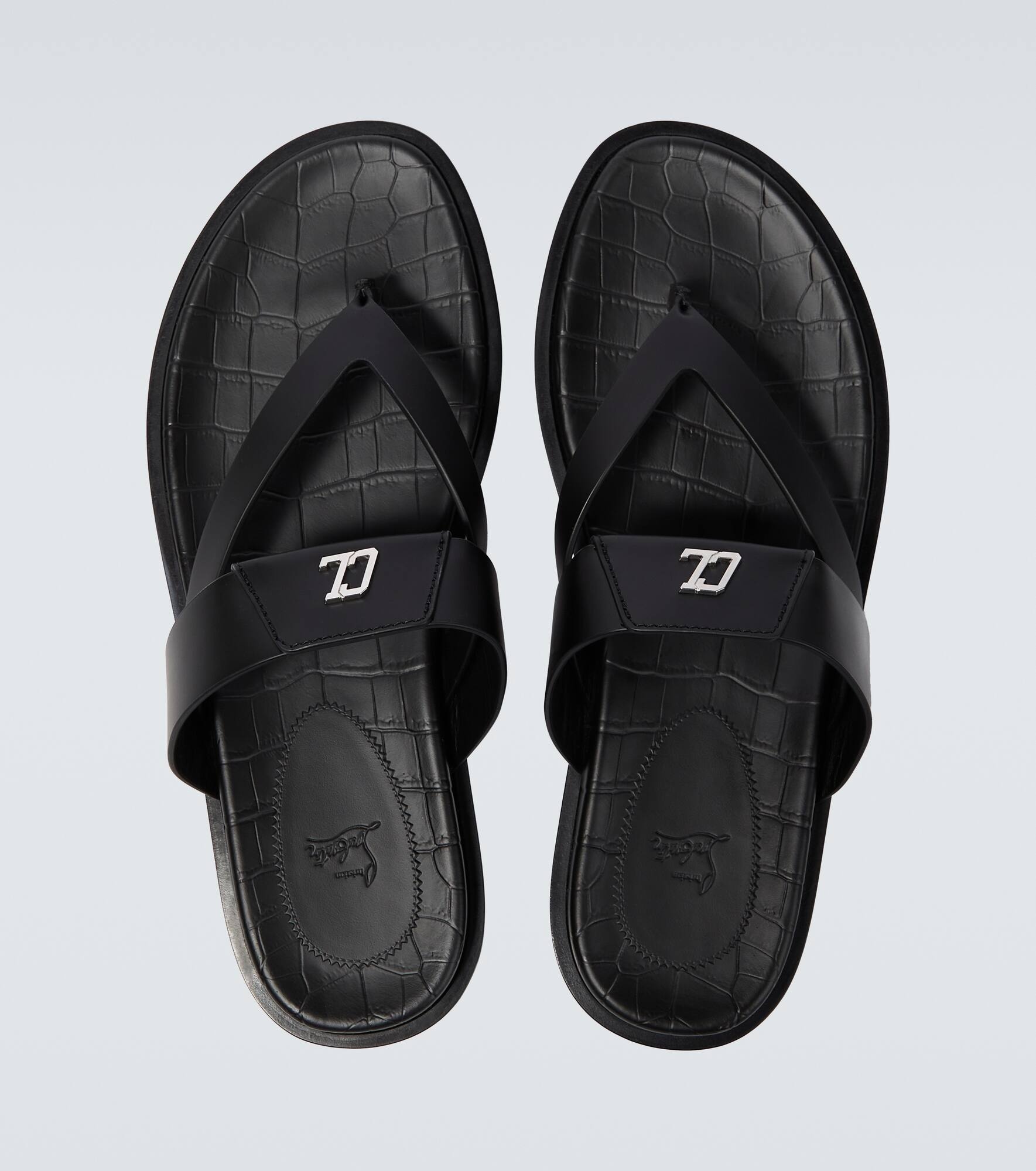 Leather logo sandals - 4
