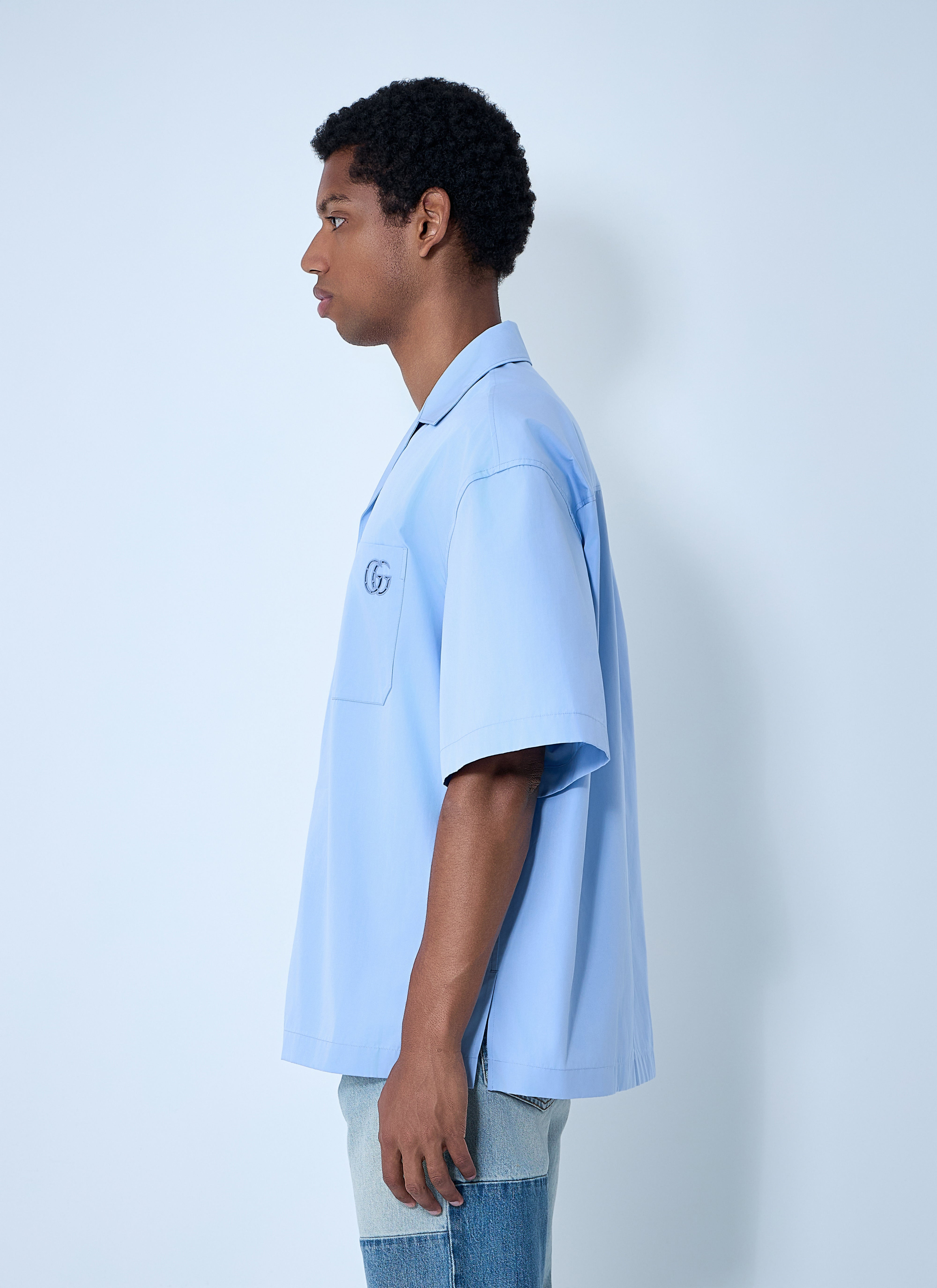 Gucci Men Logo Embroidery Camp Collar Shirt - 3