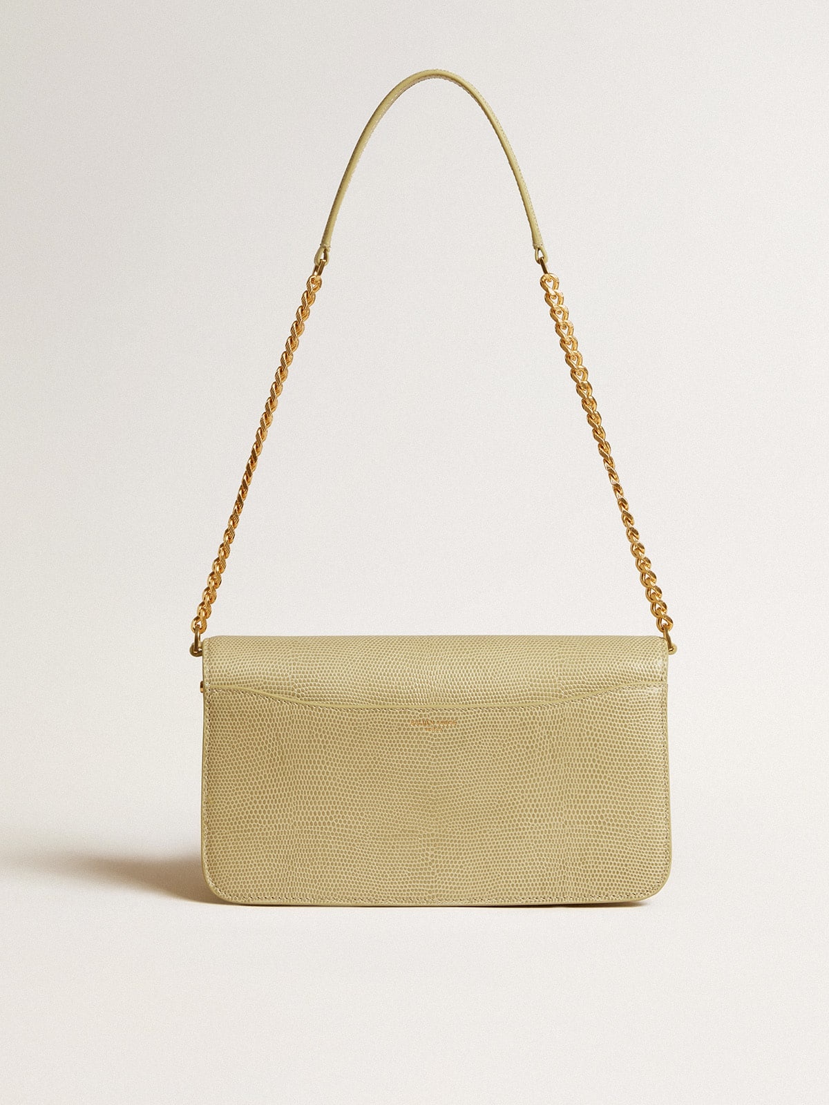 Gioia Bag in mineral-gray sheepskin leather with gold details - 4