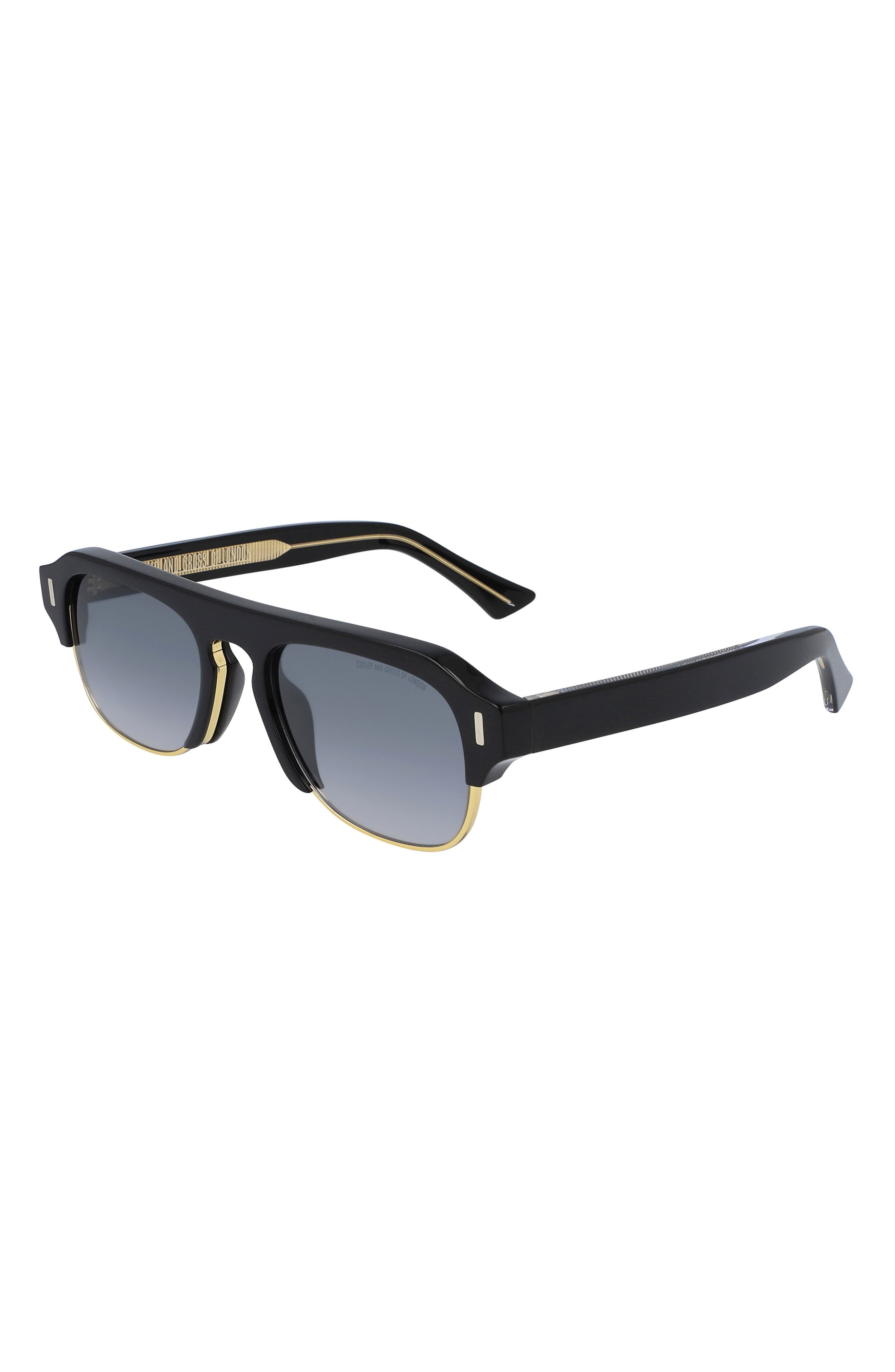 56mm Flat Top Sunglasses in Black/Grey Gradient - 2
