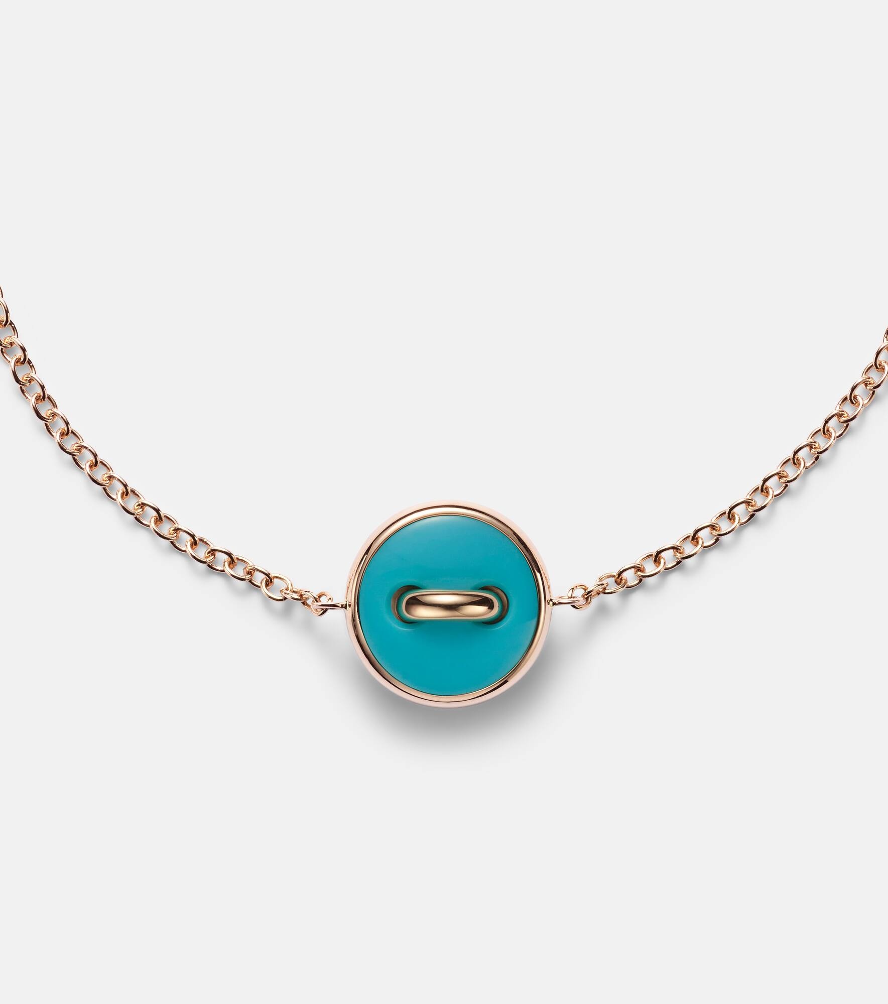 Pom Pom Dot 18kt rose gold pendant bracelet with turquoise and diamonds - 5