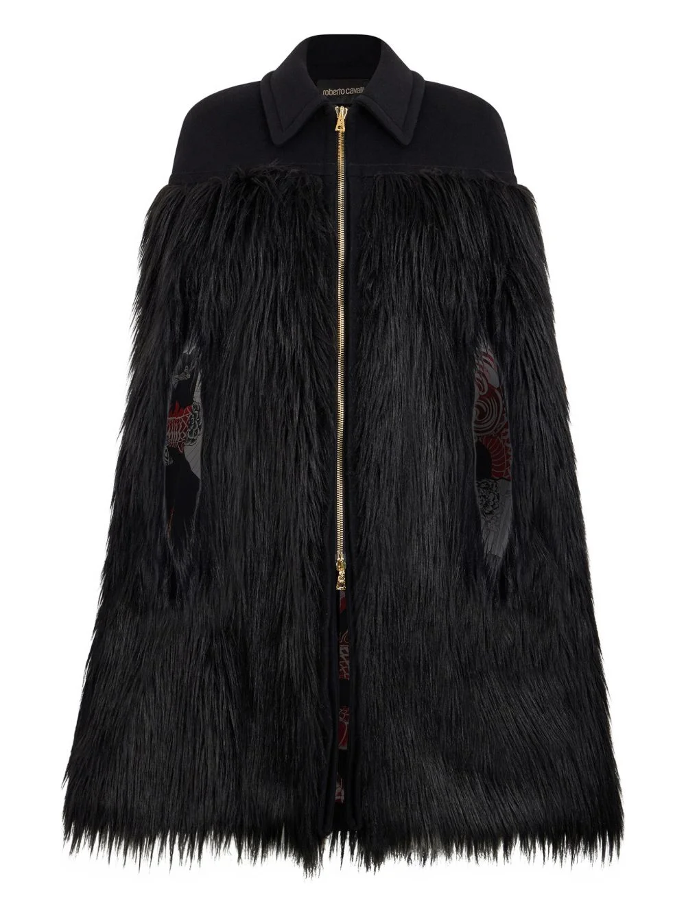 zip-up faux-fur cape - 1
