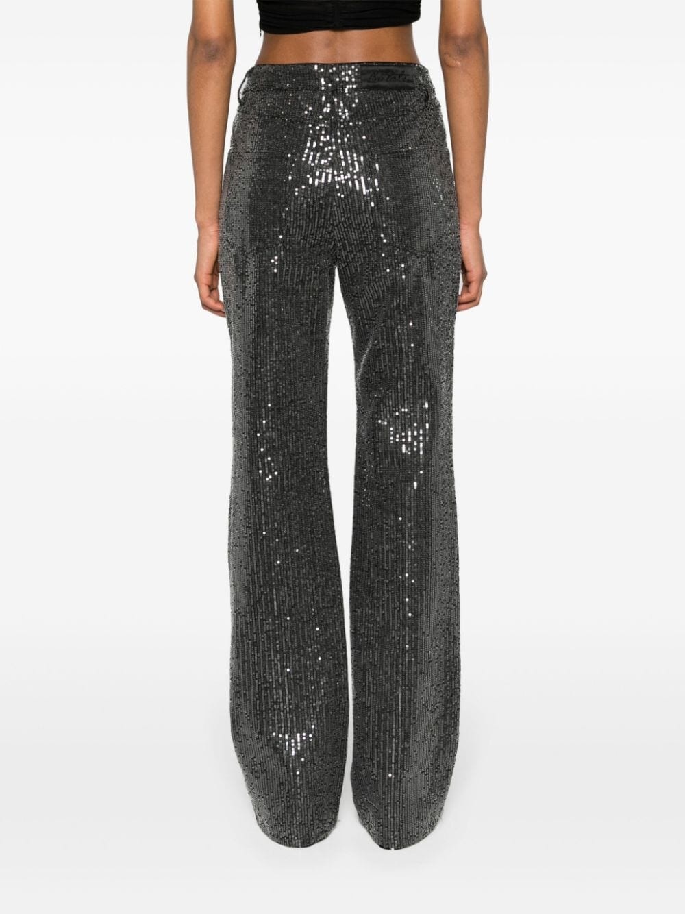 high-waisted sequin-embellished jeans - 4
