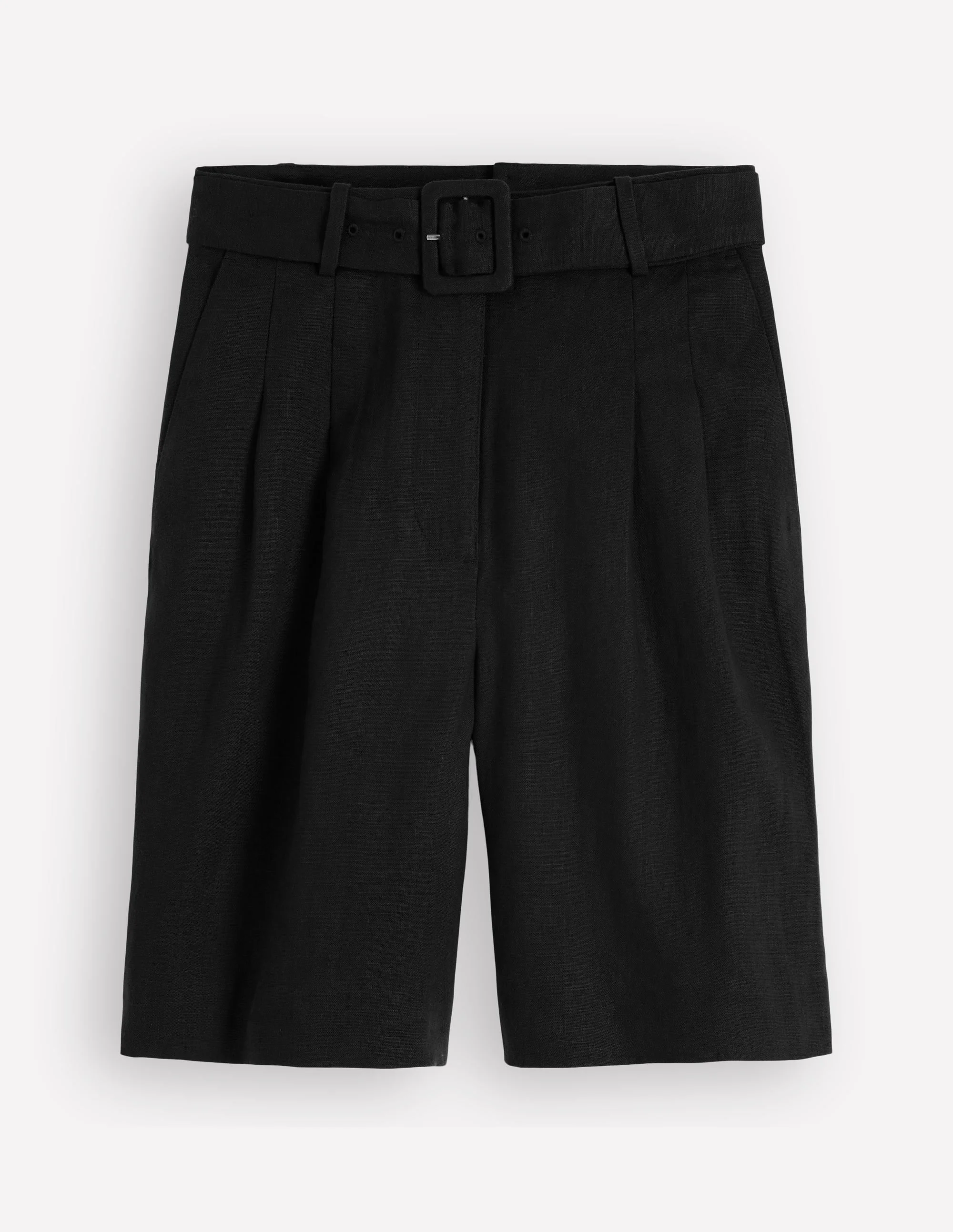 Chelsea Belted Linen Shorts-Black - 1