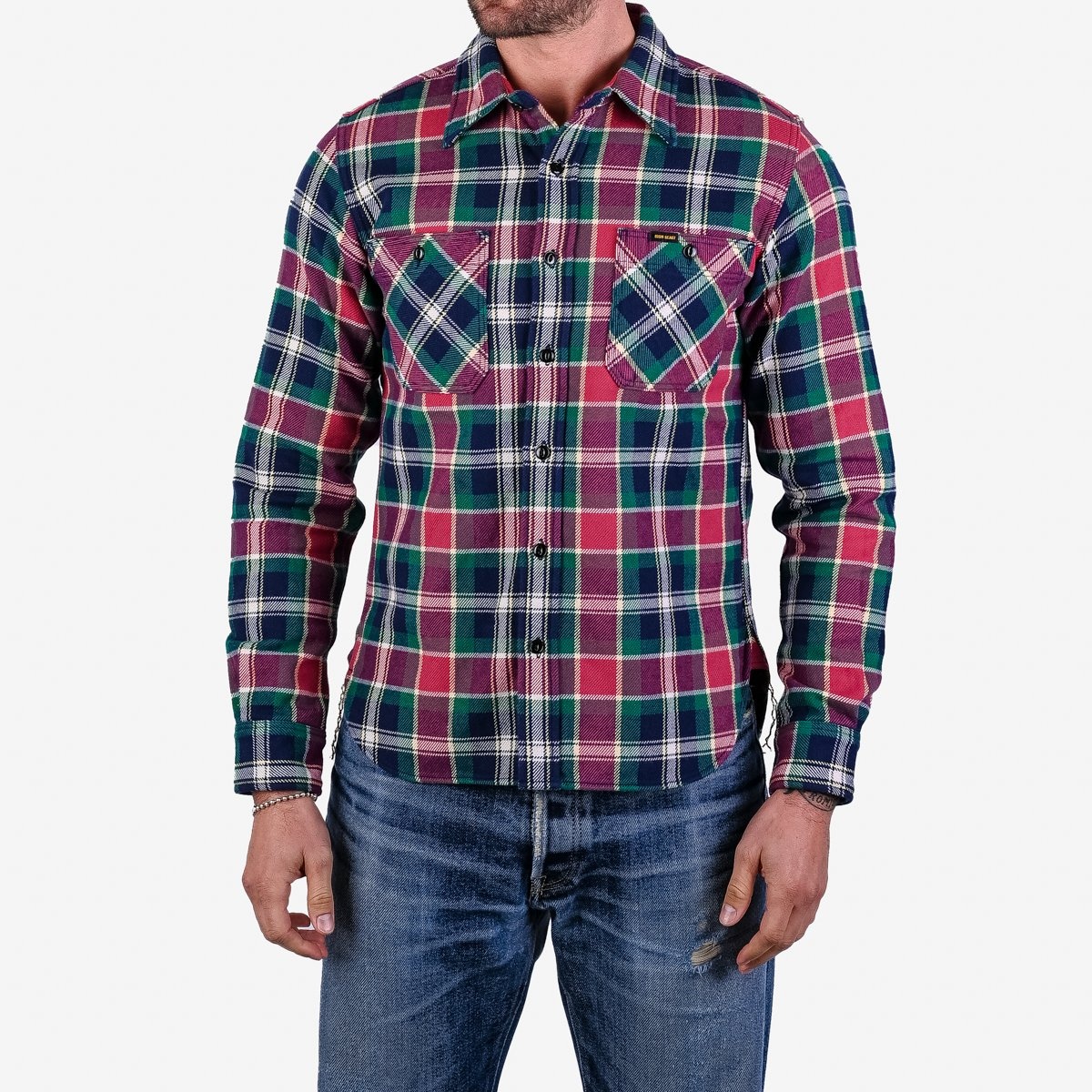 Ultra Heavy Flannel Crazy Check Work Shirt - Navy - 2