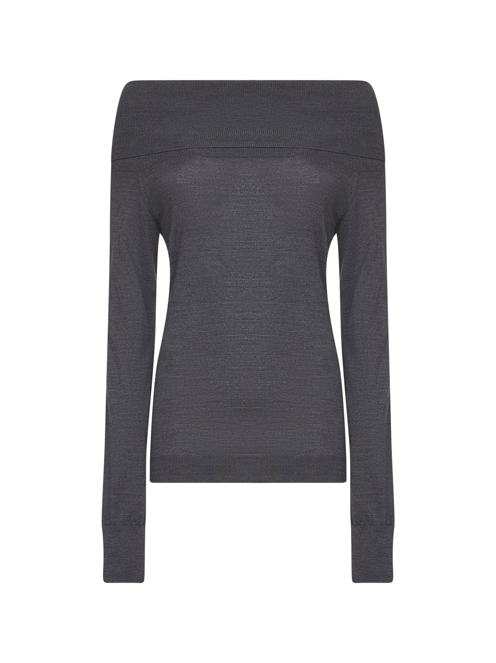 Grey wool off-the-shoulder sweater - 1