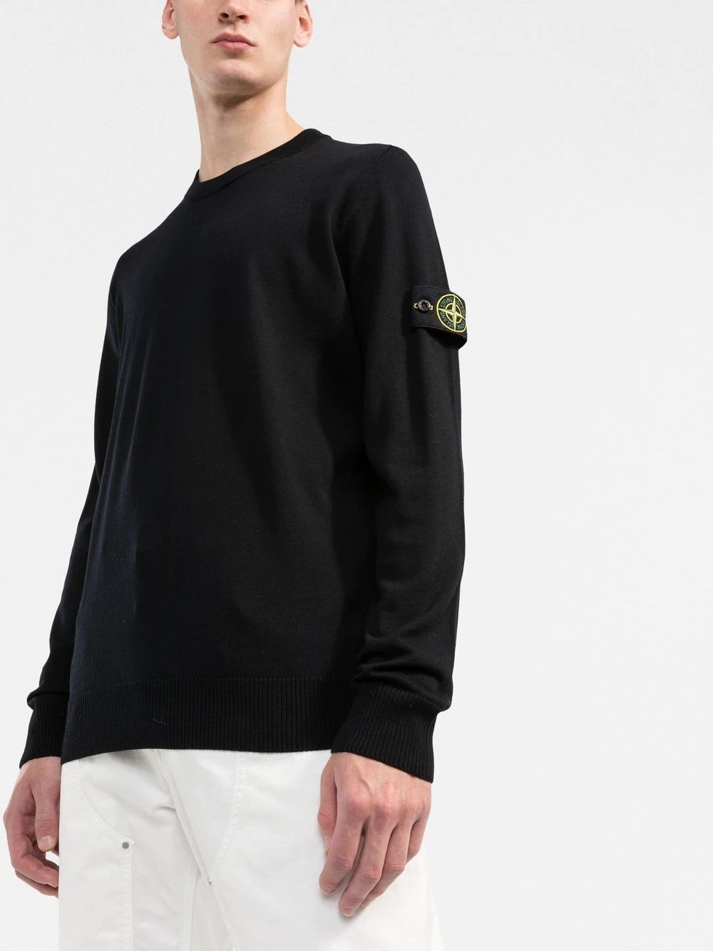 logo-patch crew neck jumper - 3