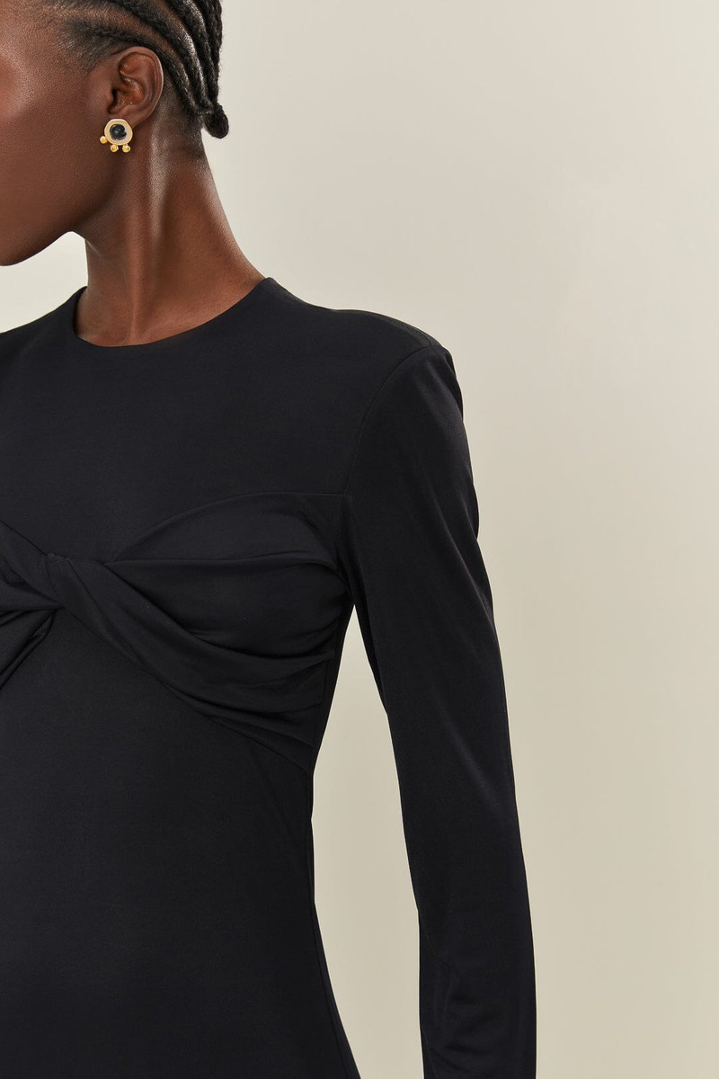 Black Twisted Cup Midi Dress 4