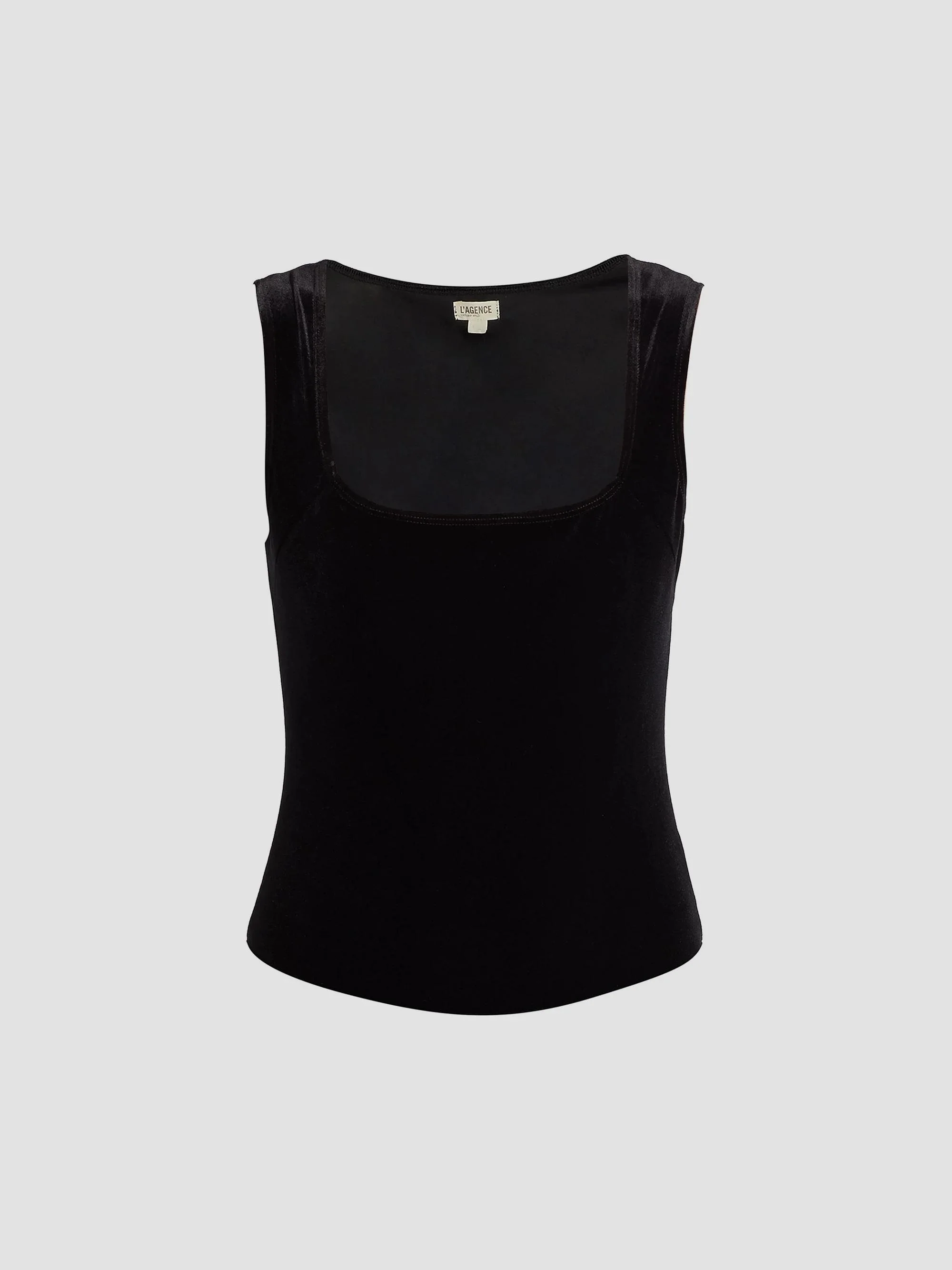 Women's Velvet Squareneck Bodysuit - Black - 1