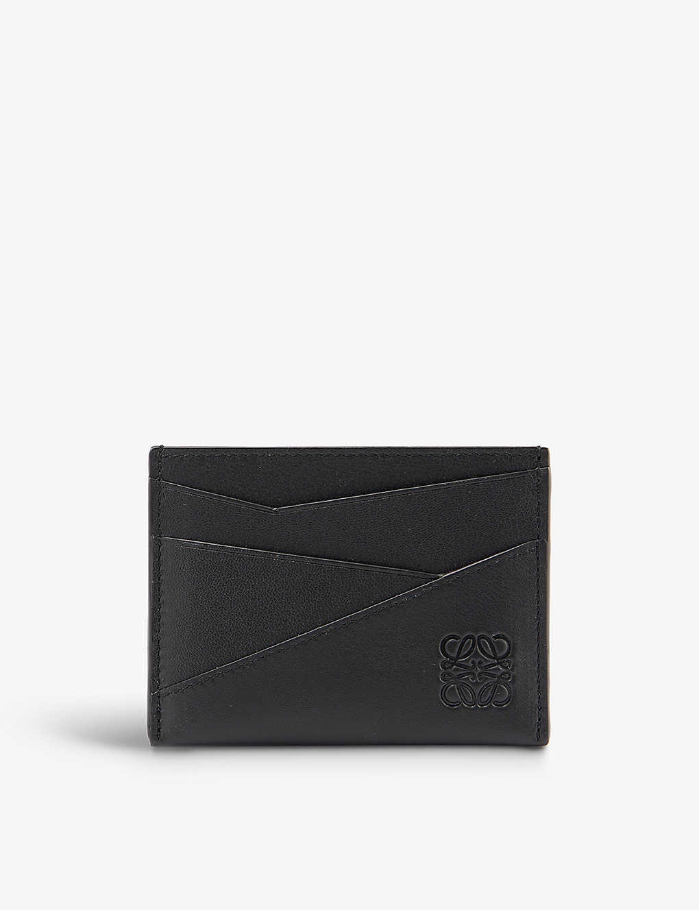 Puzzle Edge brand-debossed leather card holder - 1