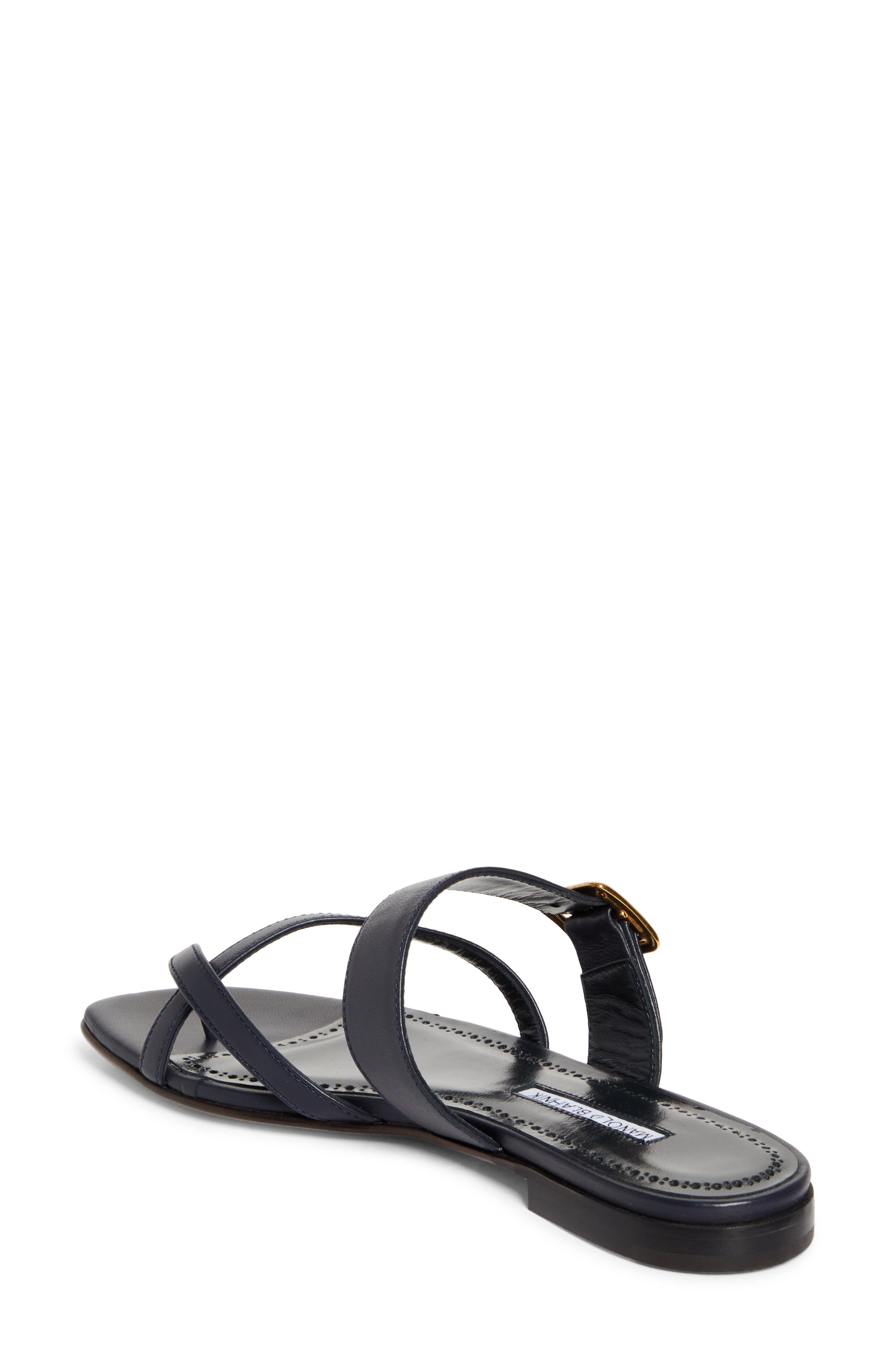 Manolo Blahnik Thalusa Flat Sandal in Navy at Nordstrom - 2