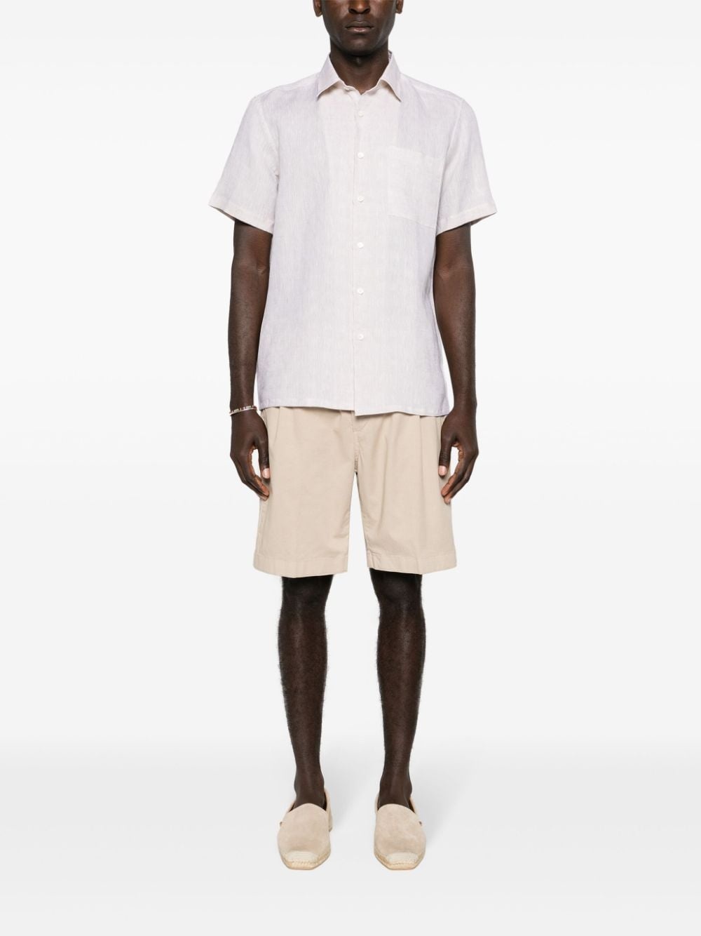 classic-collar linen shirt - 2