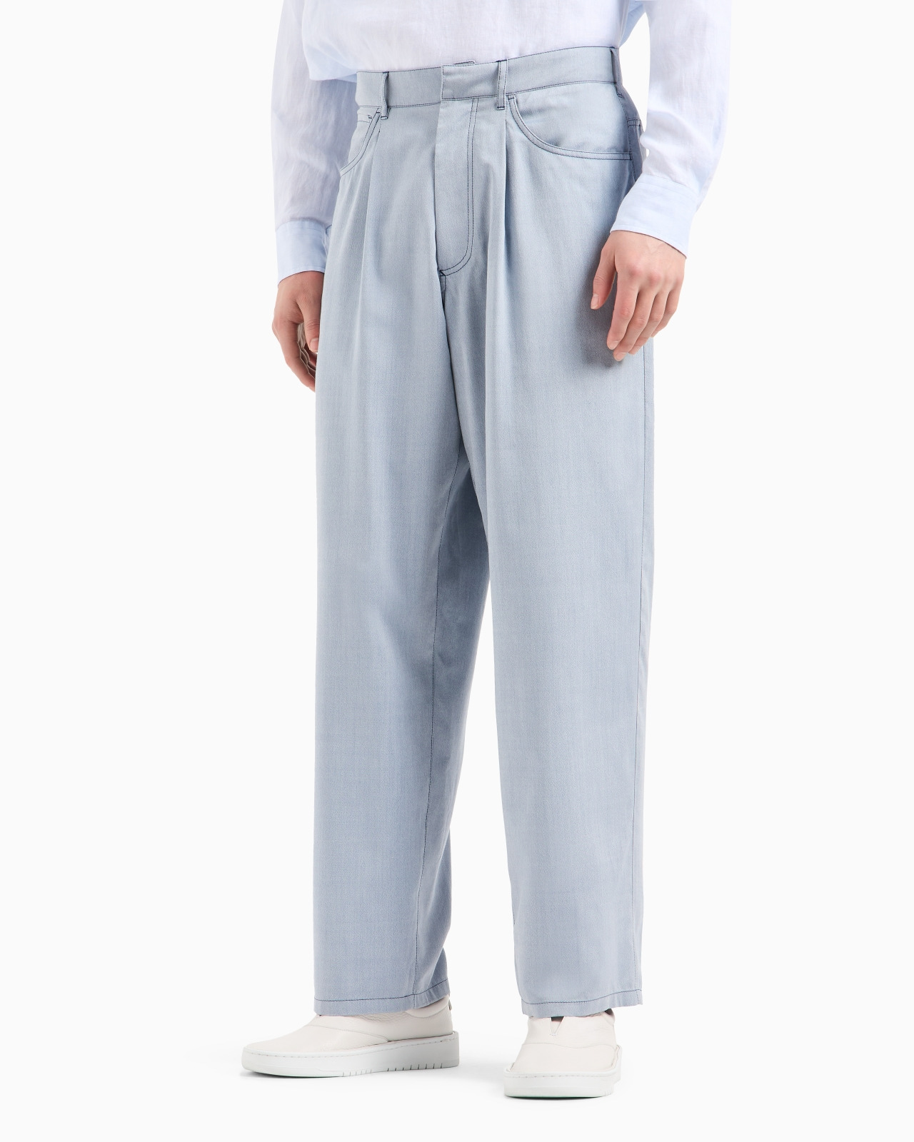 SINGLE-PLEAT, SILK CANVAS TROUSERS - 4