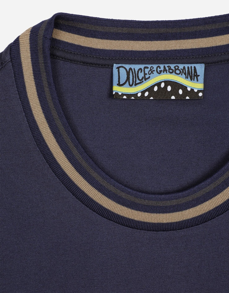Cotton round-neck T-shirt with rabbit print 3