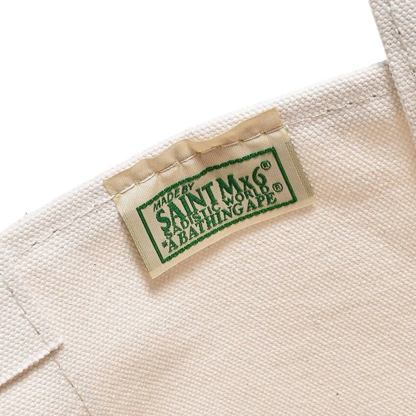 SAINT MICHAEL X A BATHING APE SMALL TOTE BAG - WHITE/CAMO - 4