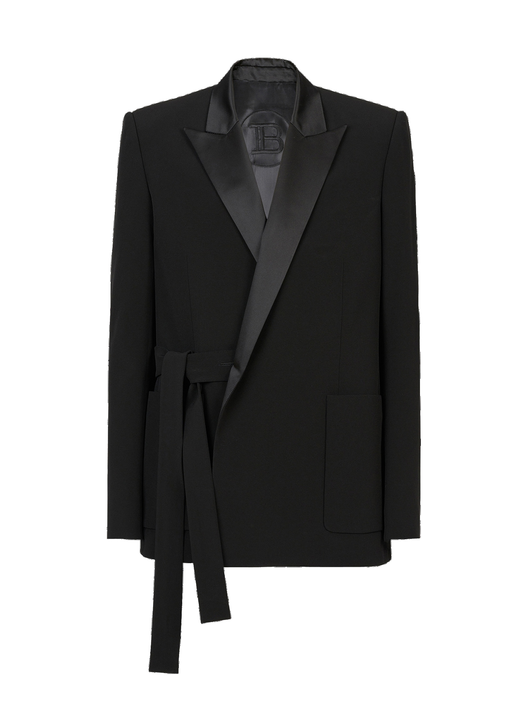eco-designed crepe blazer withsatin collar - 1