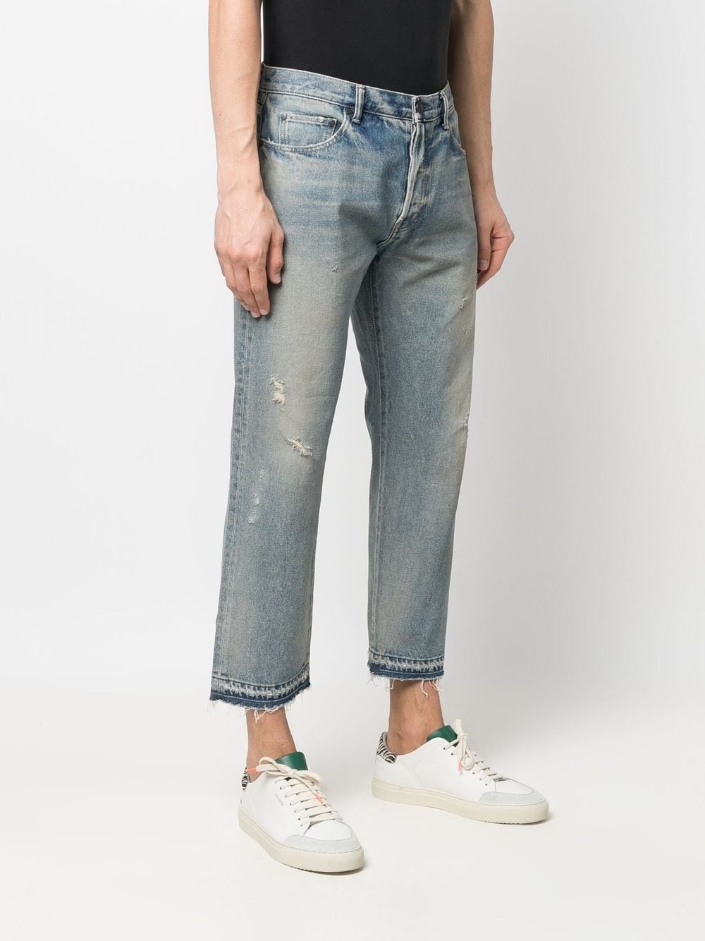 distressed cropped straight leg jeans - 3