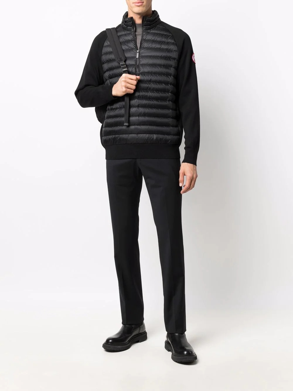 quilted-panel zip-up sweatshirt - 2