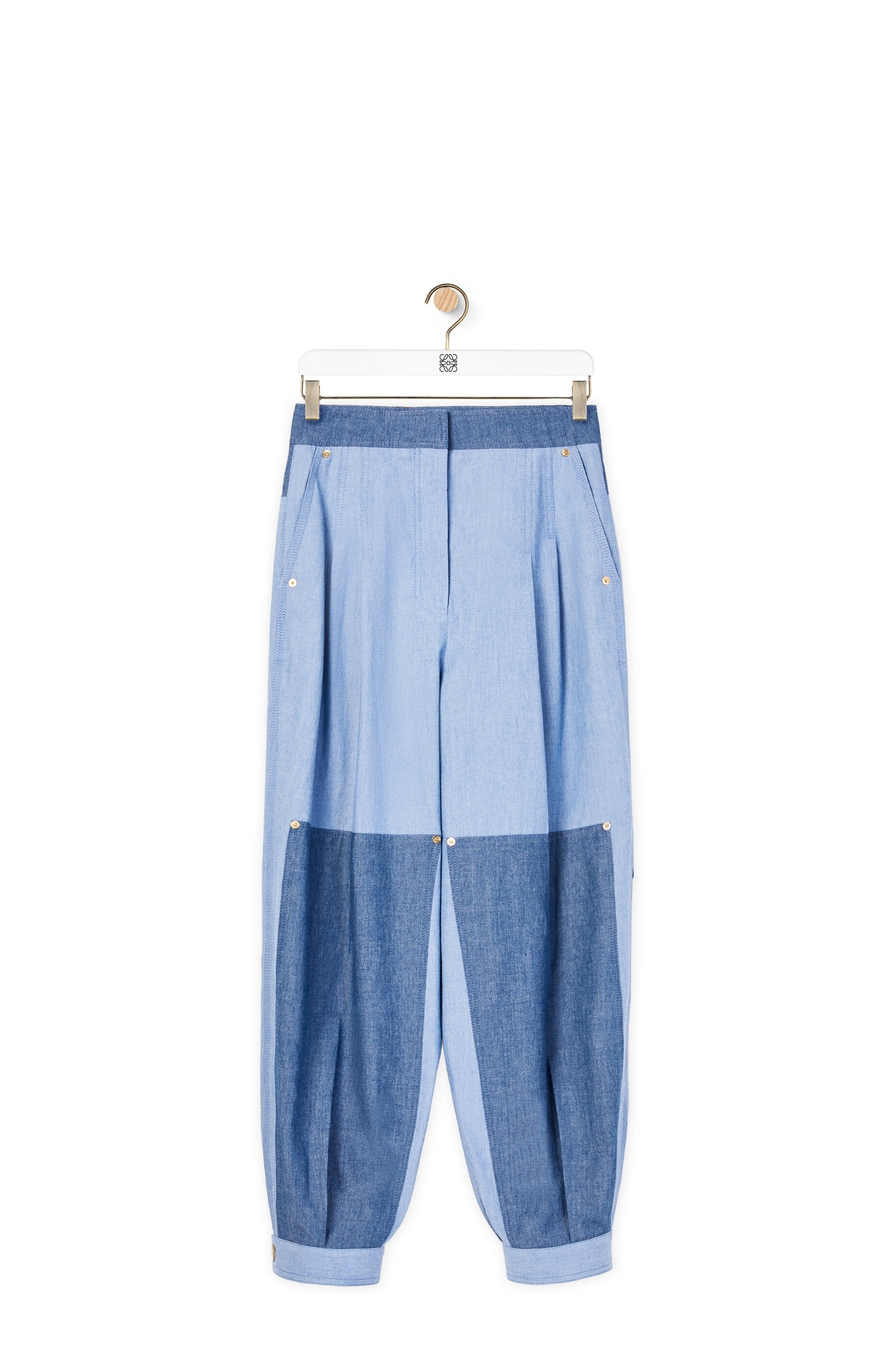 Cropped chambray balloon trousers - 1
