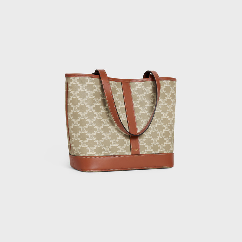 CELINE SMALL CABAS in Triomphe Canvas and calfskin outlook