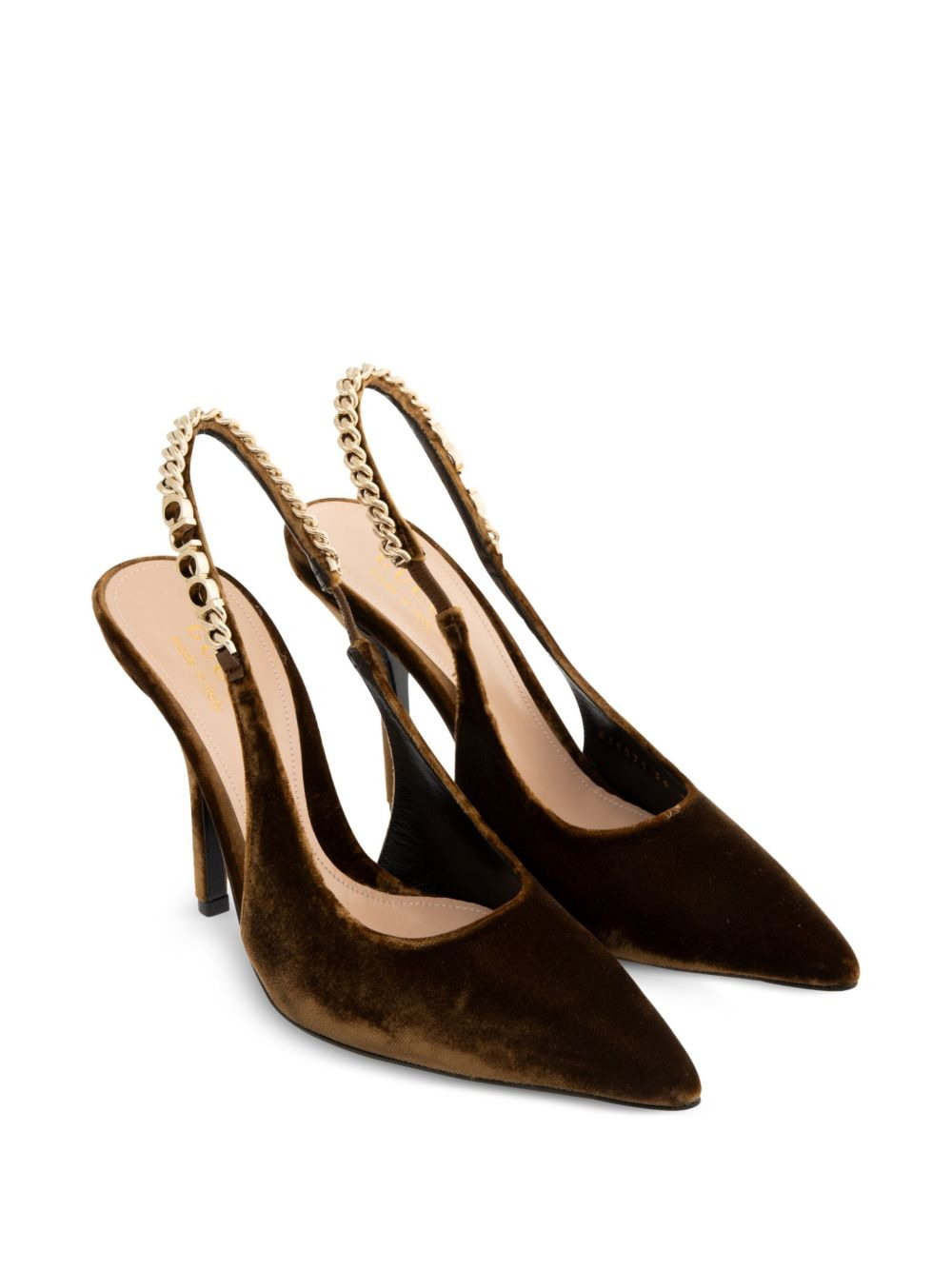 105mm Signoria chain-embellished velvet pumps - 2