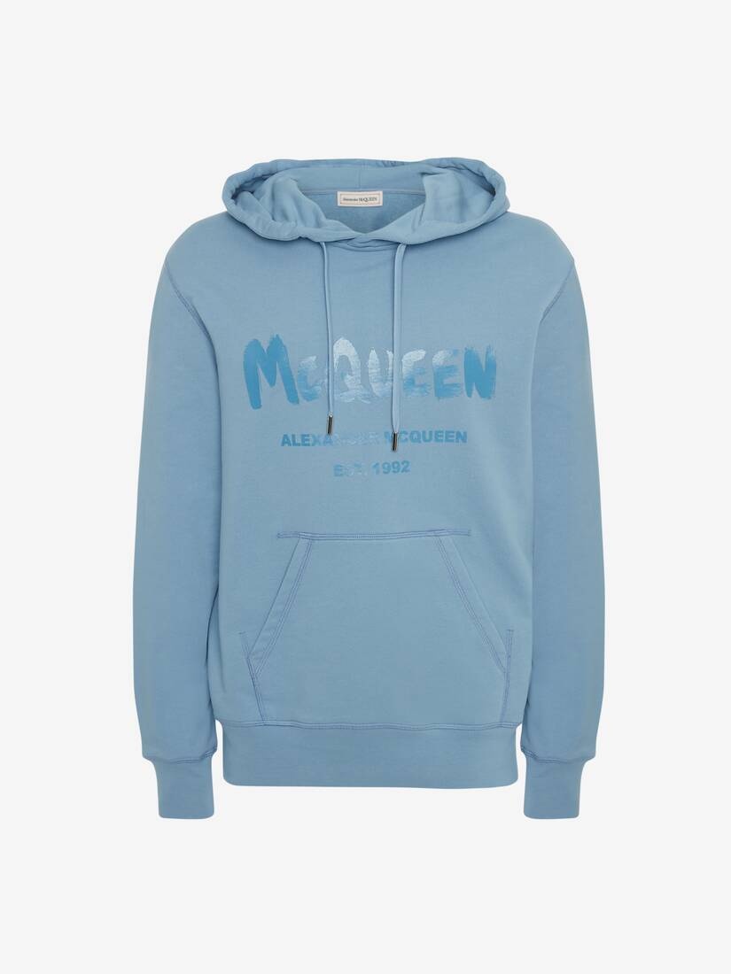 Mcqueen Graffiti Hooded Sweatshirt in Sky Blue - 1