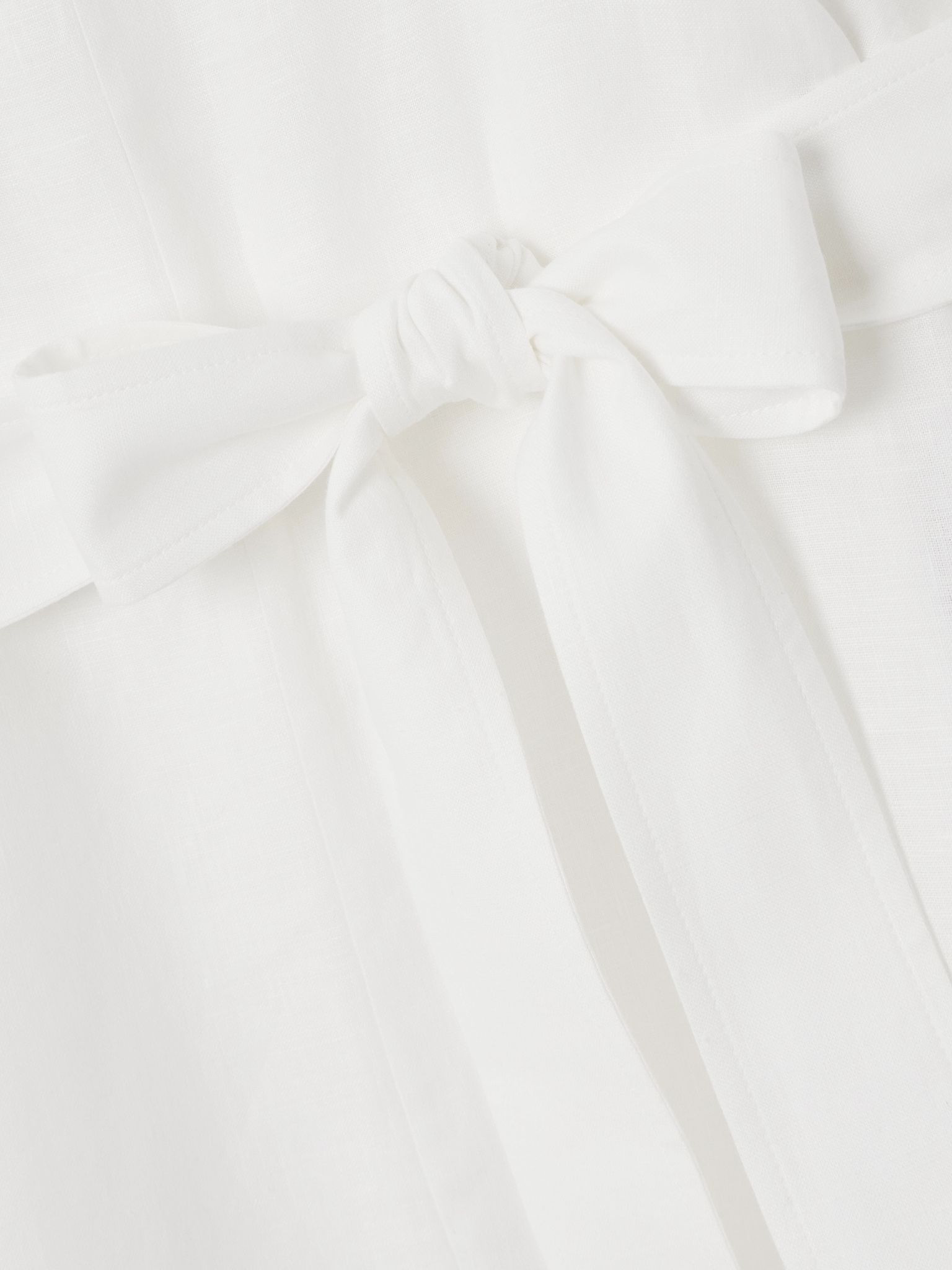 Belted linen dress Off-white - 4