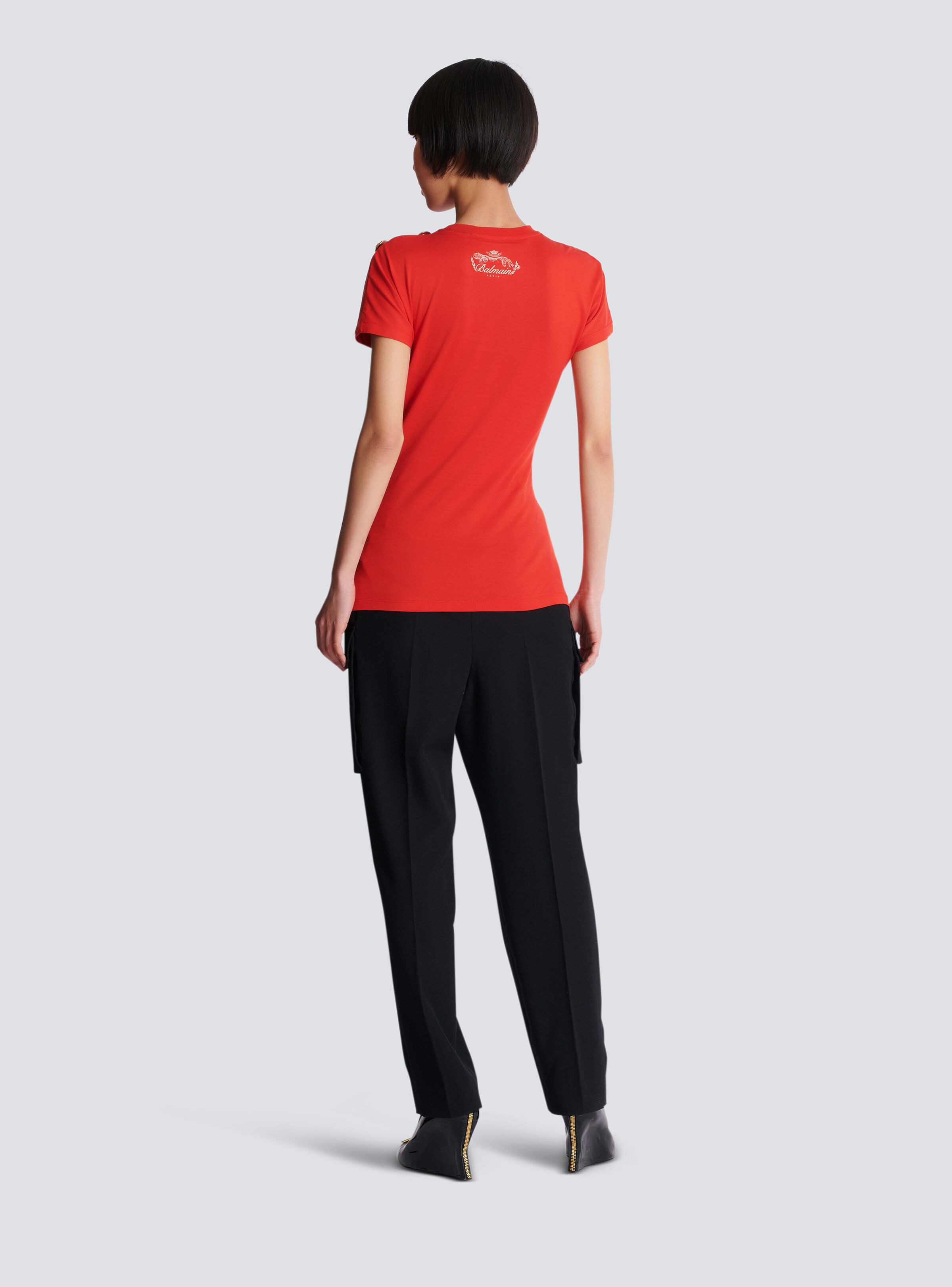 Short-sleeved draped jersey T-shirt - 4