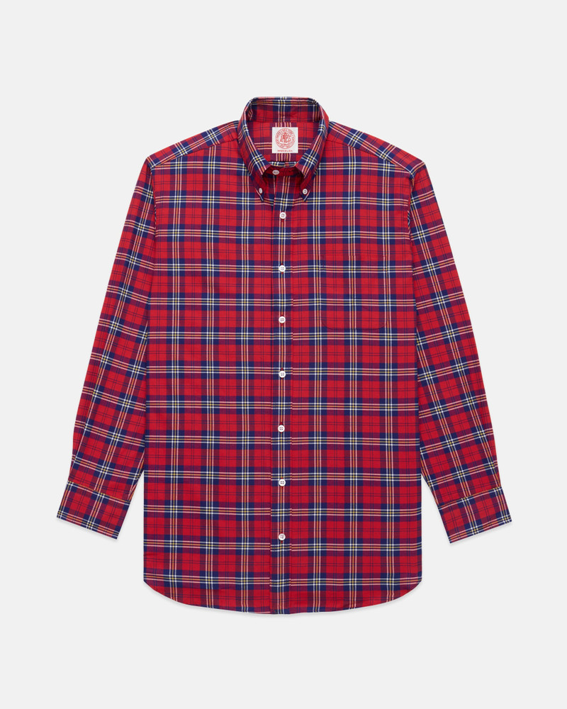 J. PRESS MADE-IN-USA RED GROUND TARTAN FLANNEL SPORT SHIRT - CLASSIC FIT outlook