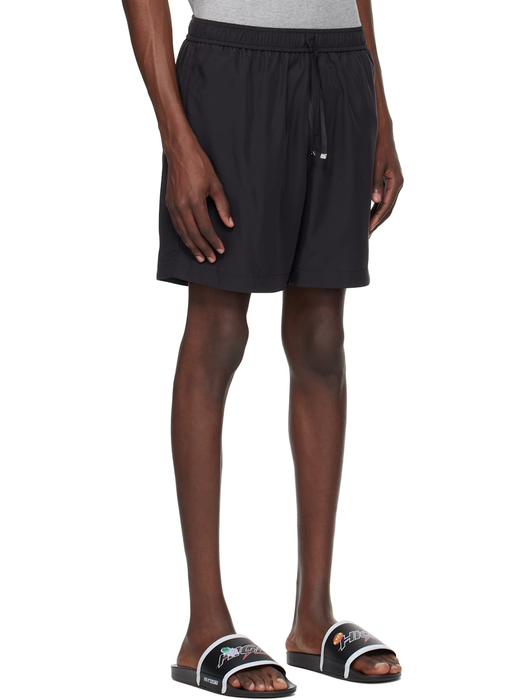 Black 'MA' Outline Shorts - 2
