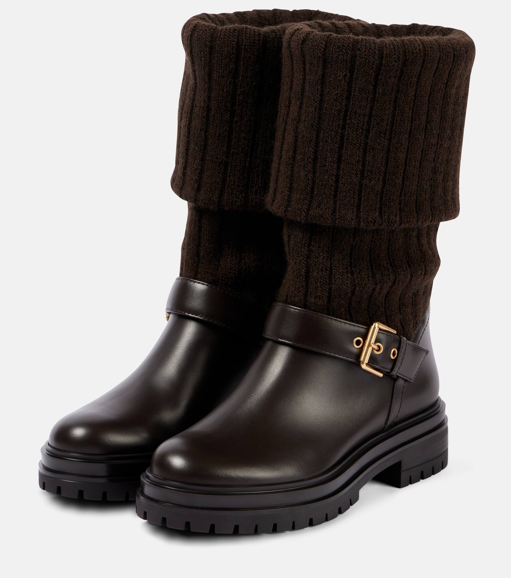 Thurso leather-trimmed biker boots - 4