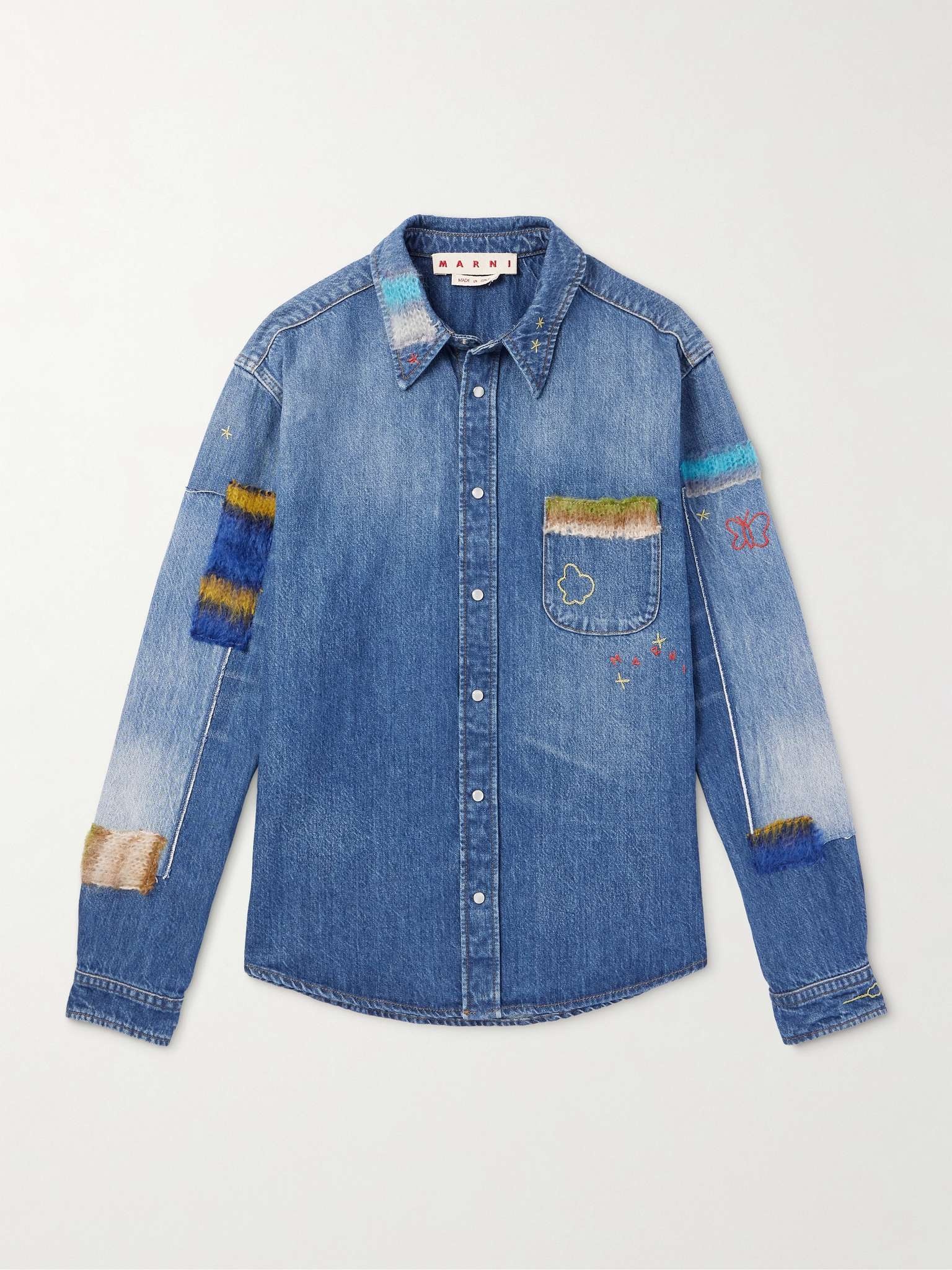 Embroidered Appliquéd Denim Shirt Jacket - 1