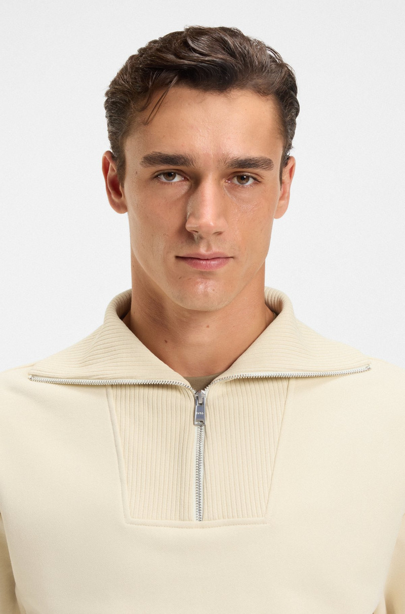 PEACHED-COTTON SWEATSHIRT WITH RIBBED ZIP NECK 3